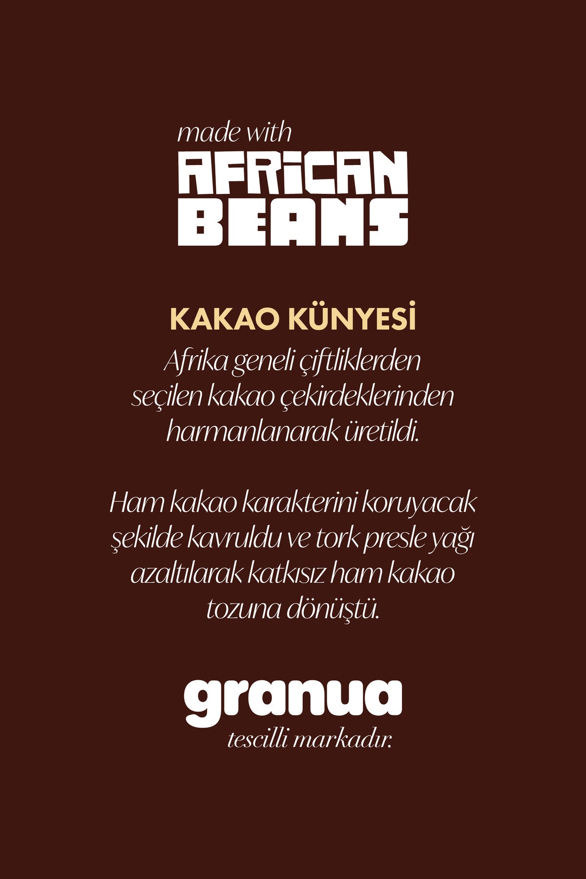 Granua Raw Cacao Powder Classic – African Blend is made from 100% raw cacao, offering a deep, bold chocolate flavor perfect for smoothies, baking, hot cocoa, and healthy desserts.