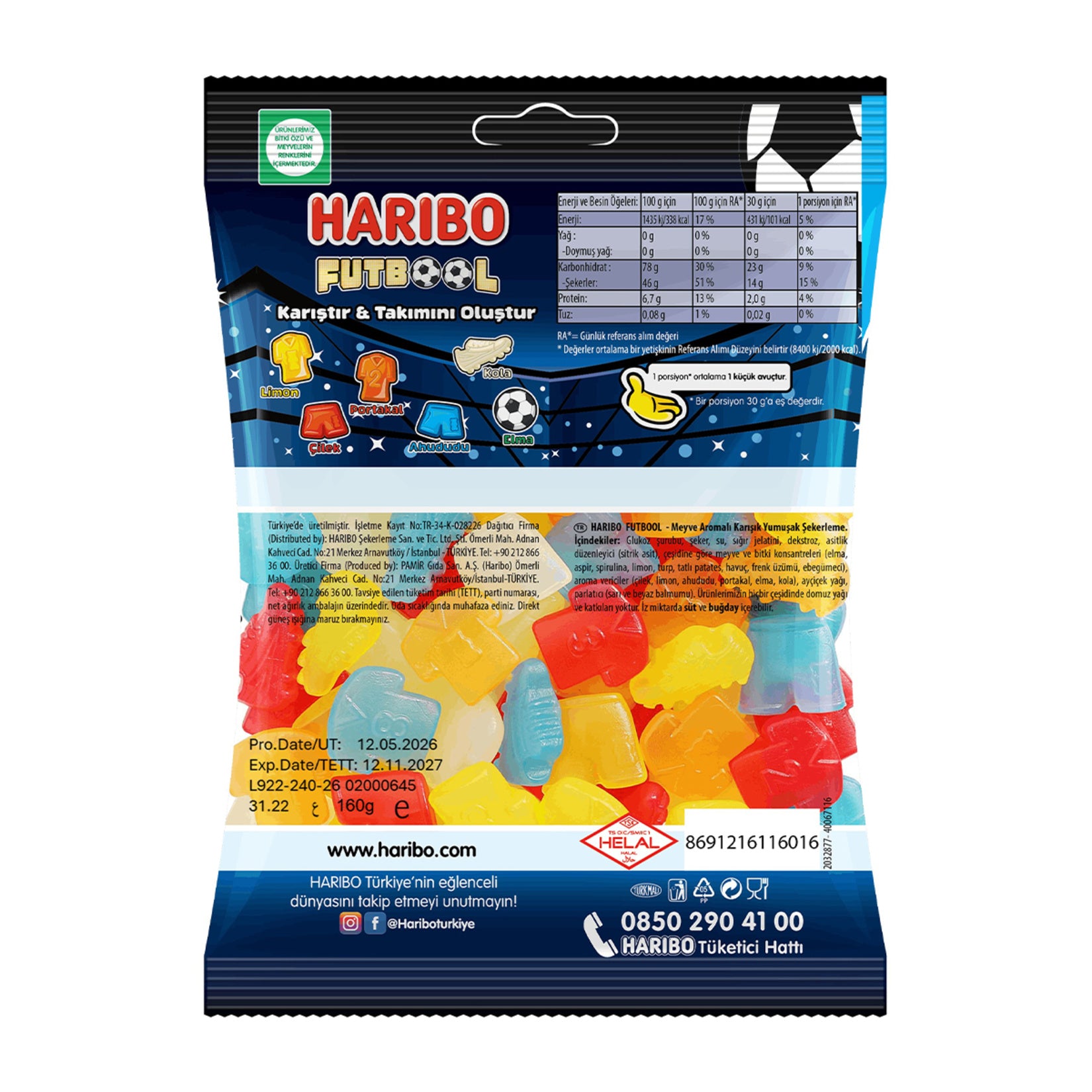 Haribo Futbool Pro Gummy Candy brings the fun of football-shaped gummies together with the chewy, fruity taste Haribo is known for.