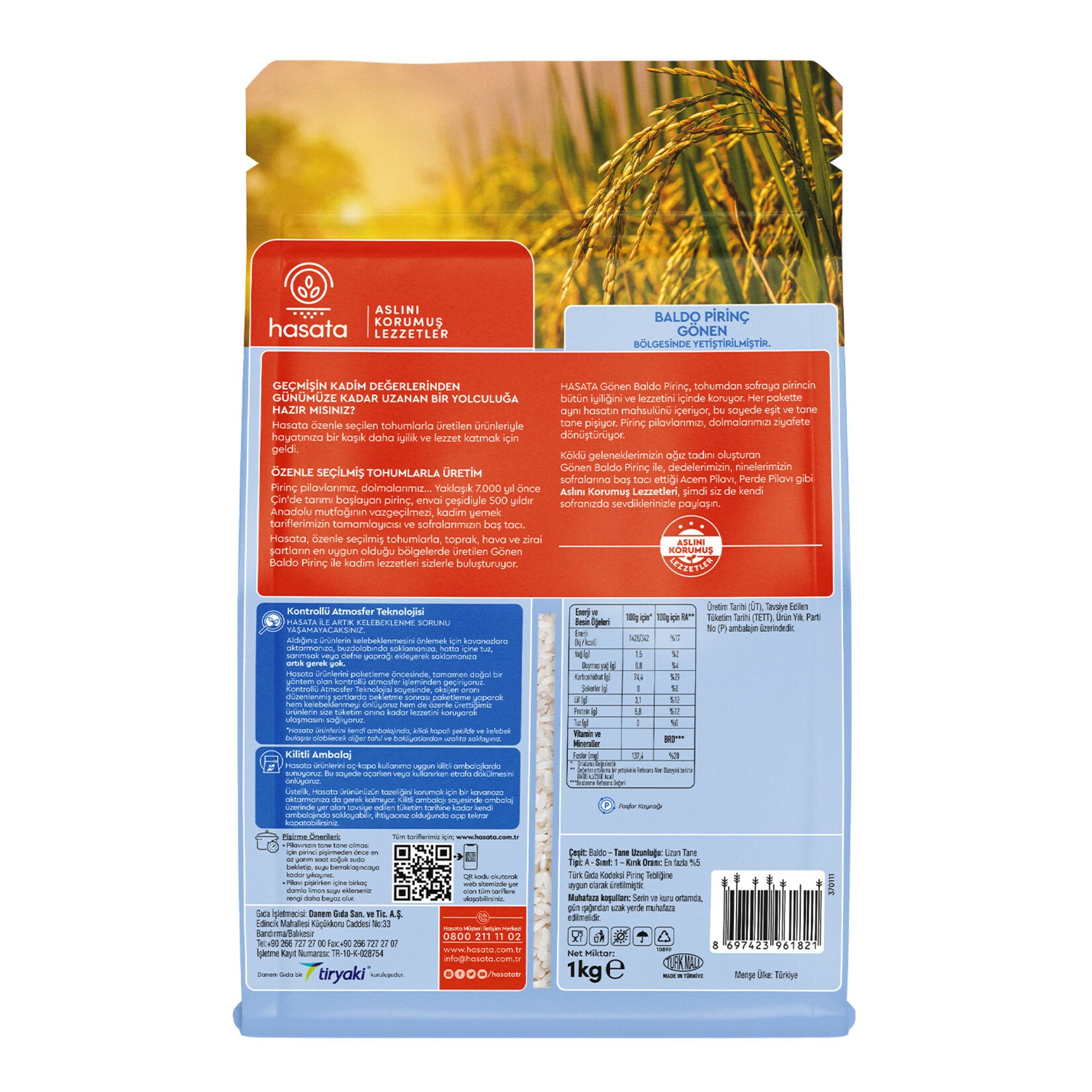 Hasata Gonen Baldo Rice is cultivated in the fertile lands of the Gönen region in Türkiye, known for producing premium-quality rice.