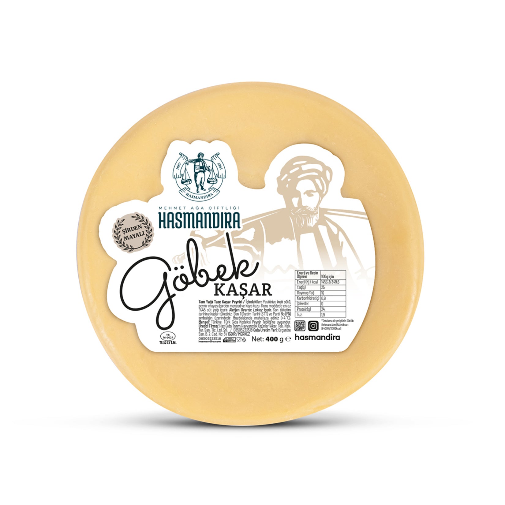 Hasmandıra Göbek Kaşar is a traditional Turkish fresh kashar cheese made from pasteurized cow’s milk.