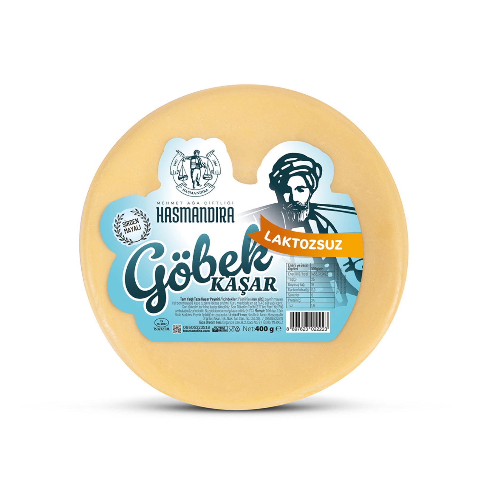 Hasmandira Lactose-Free Gobek Kasar Cheese brings the rich, buttery flavor of traditional Turkish kasar to your table—without the lactose.