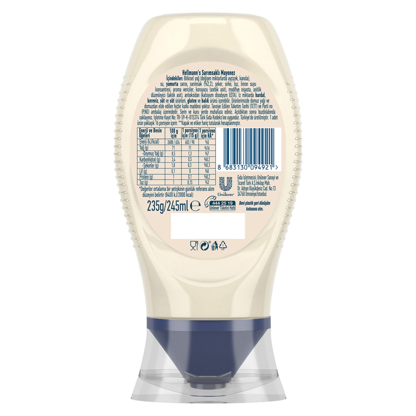 Hellmann's Garlic Mayonnaise brings together the creamy richness of classic mayo with the bold flavor of real garlic.