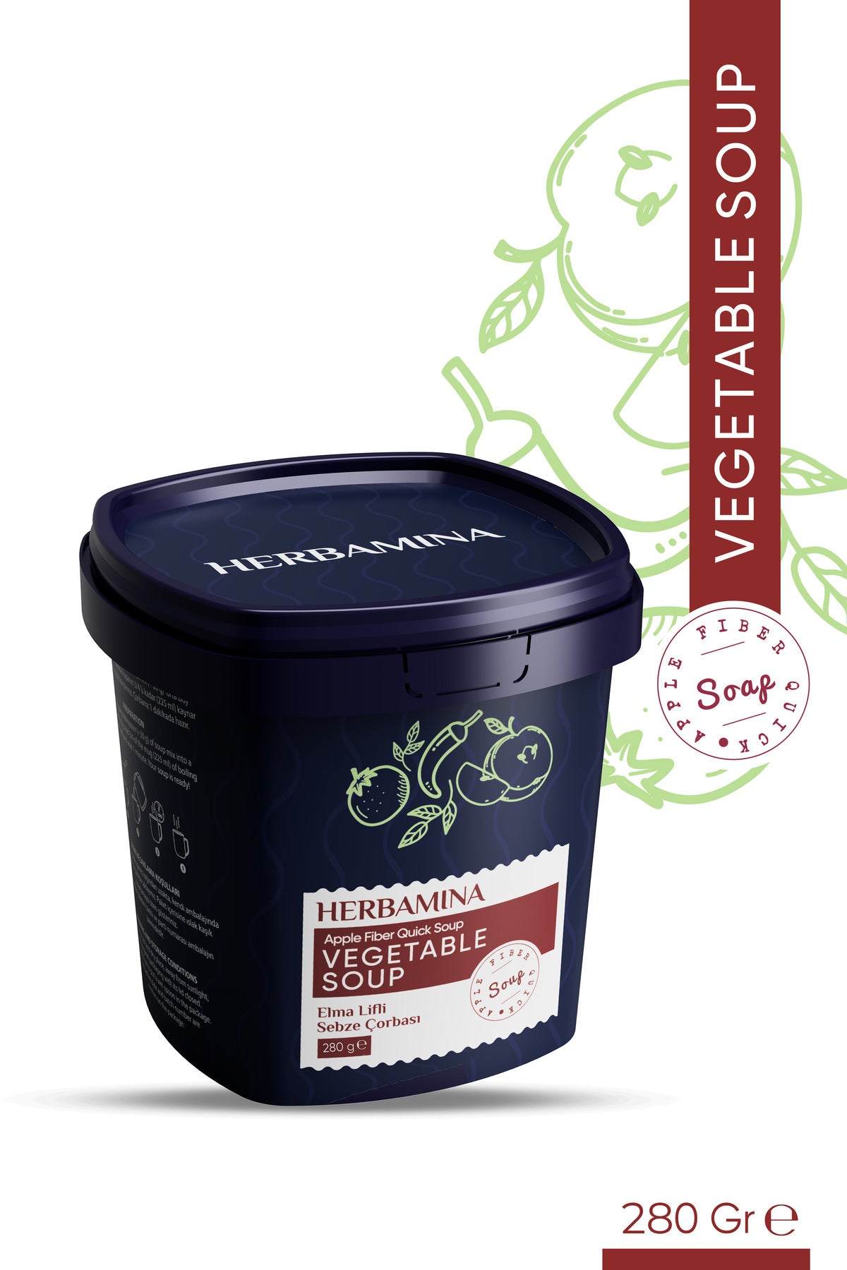 Herbamina Apple Fiber Vegetable Soup is a practical and nourishing quick soup blend designed for balanced daily meals.