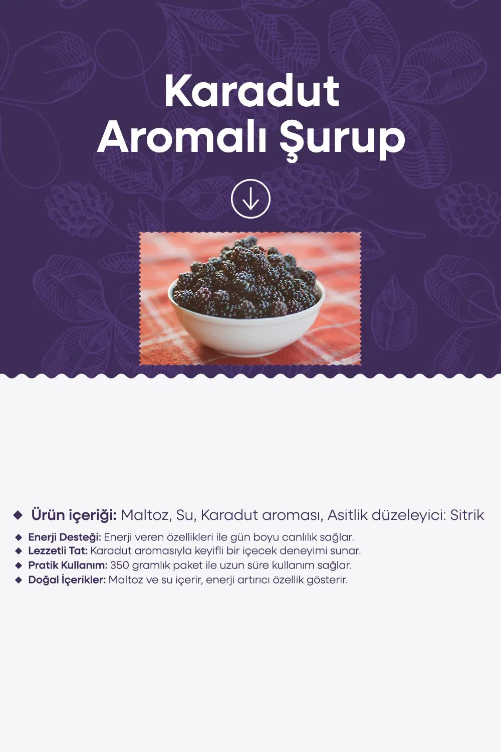 Enjoy the rich taste of blackberry flavored syrup inspired by traditional beverages from Türkiye.