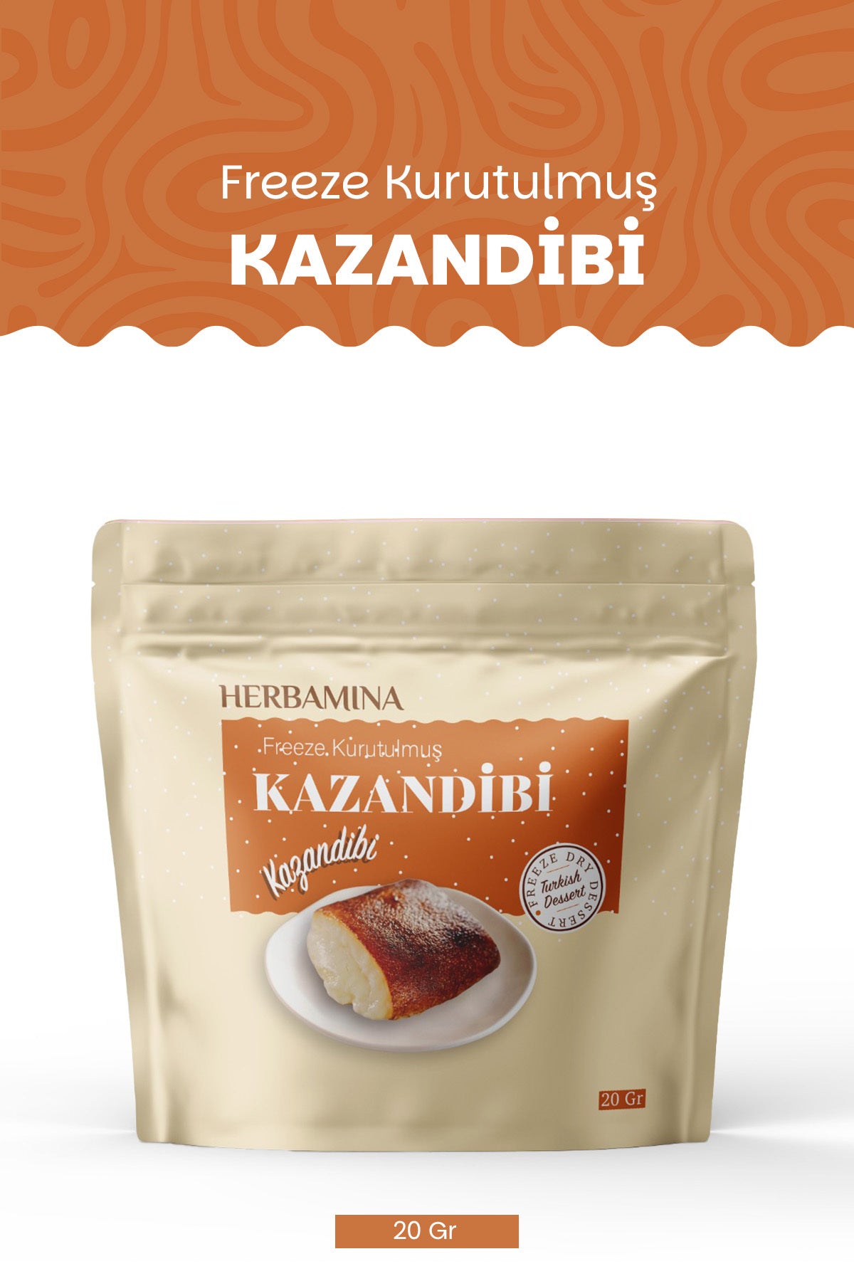 Herbamina Freeze-Dried Kazandibi brings the classic taste of one of Türkiye’s most beloved milk desserts into a light, crispy, ready-to-enjoy snack.