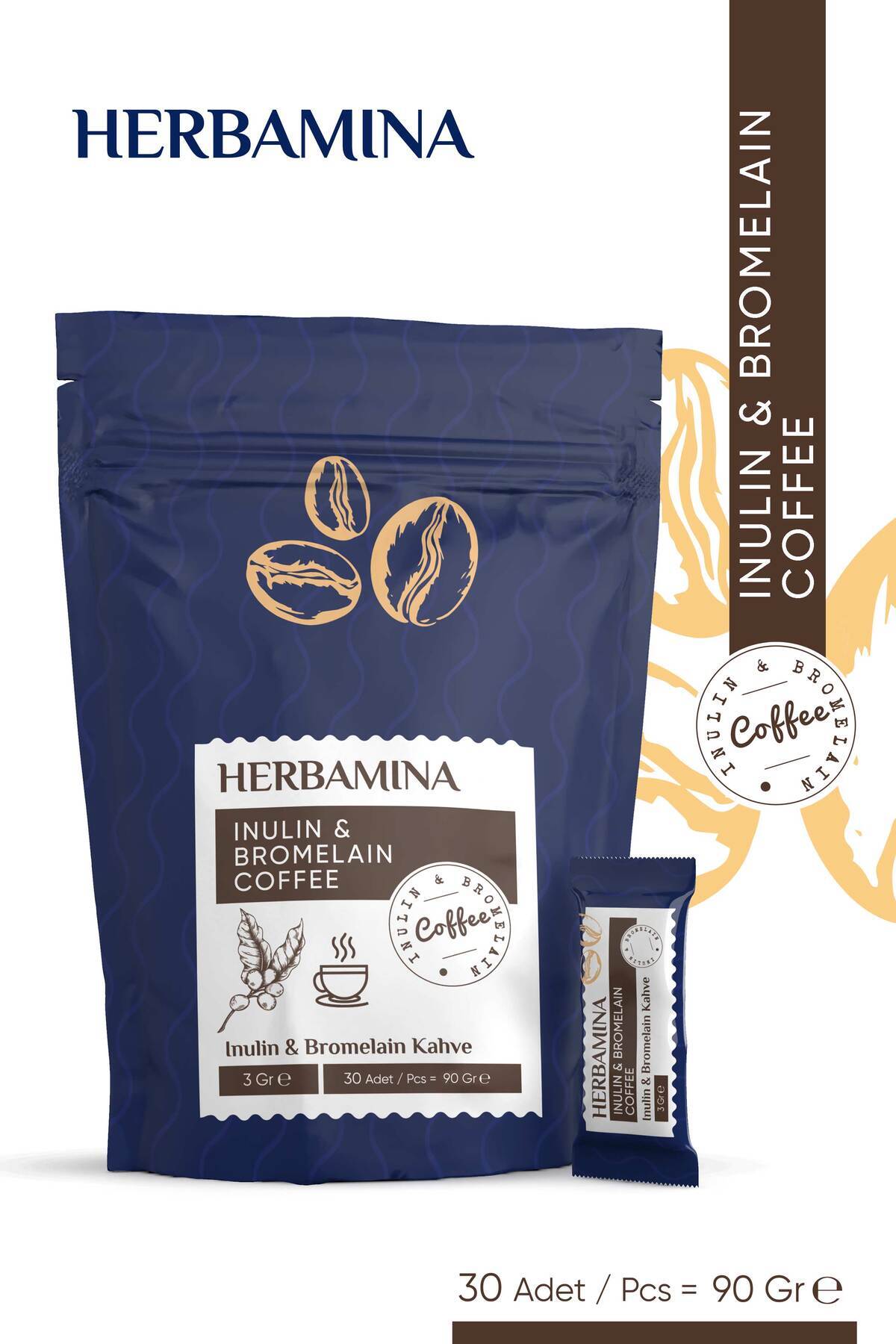 Herbamina Inulin and Bromelain Coffee is a functional instant coffee blend designed to support your daily routine.