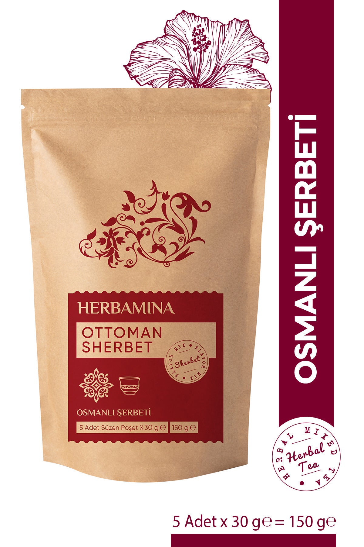 Herbamina Ottoman Sherbet Herbal Tea brings the timeless flavors of traditional Ottoman sherbet into a convenient tea bag format.