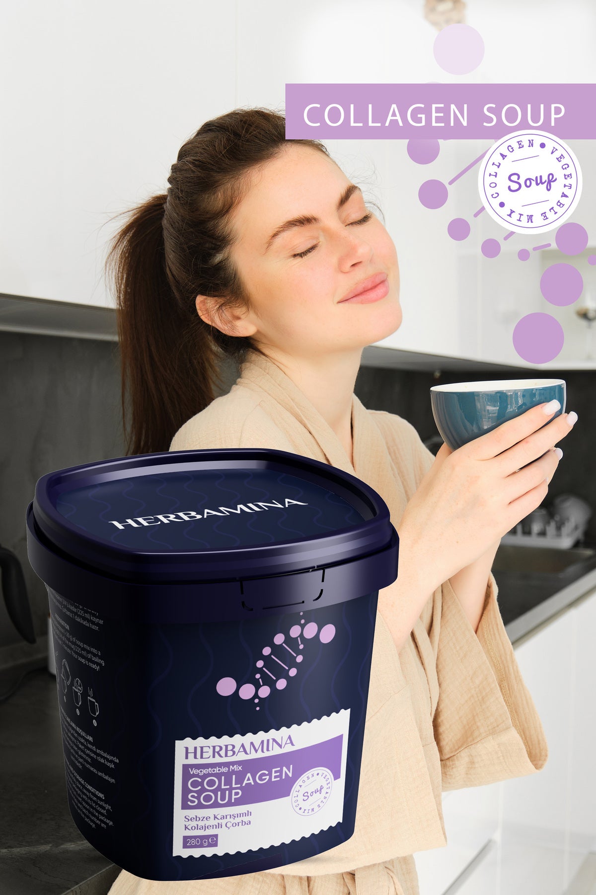 Herbamina Vegetable Mix Collagen Soup brings a nourishing and flavorful touch to your daily routine.