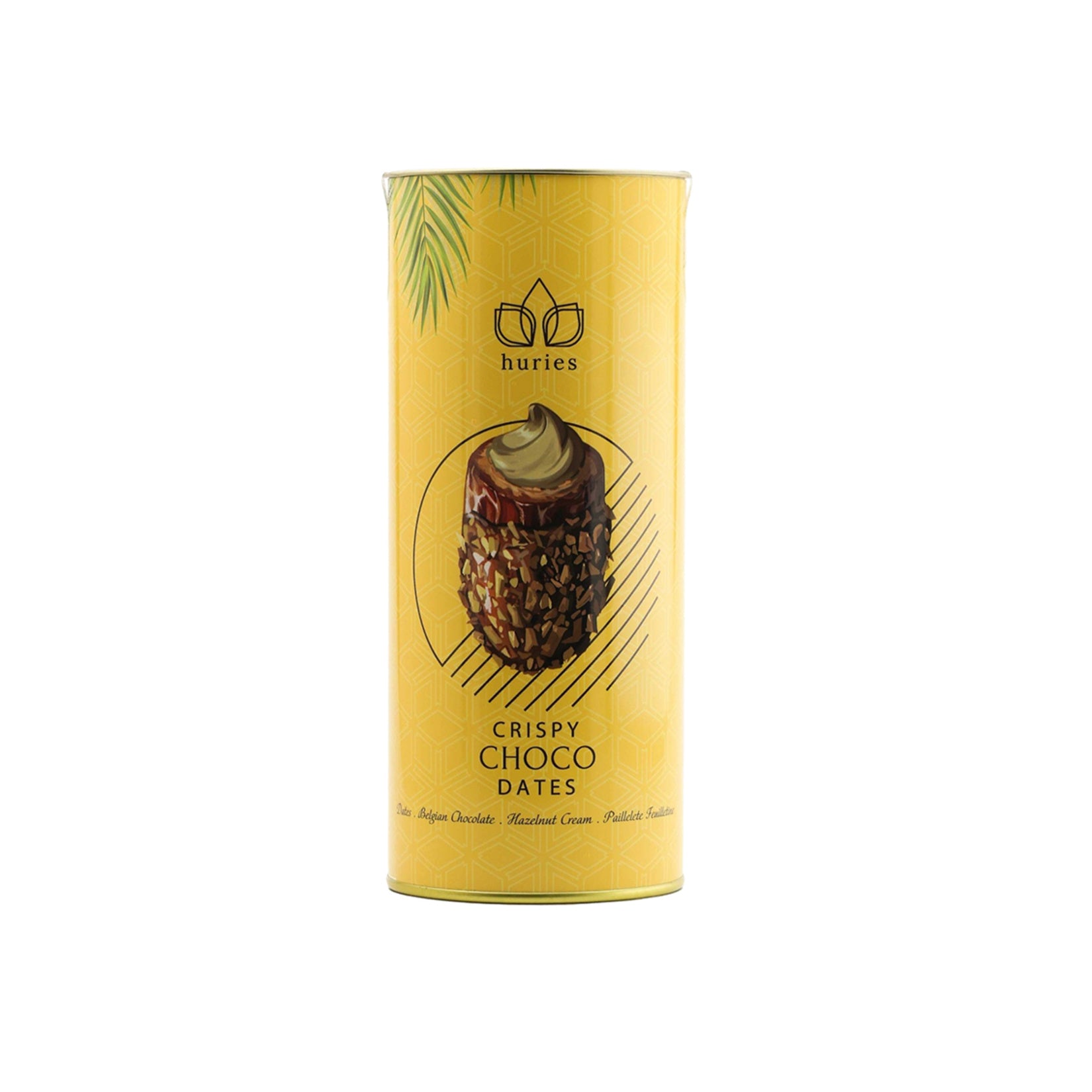 Huries Chocolate & Biscuit Coated Hazelnut Cream Filled Dates bring together the natural sweetness of premium dates with a rich hazelnut milk cream filling, finished in a smooth chocolate coating and delicate biscuit crumbs.