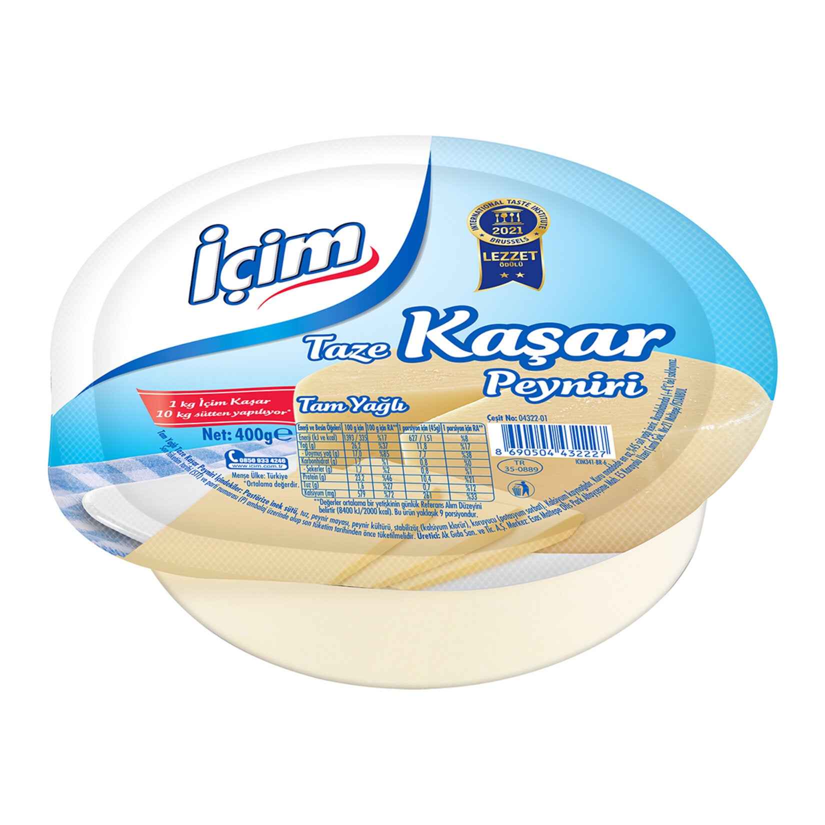 Icim Kasar Cheese is a classic Turkish fresh kasar cheese made from high-quality pasteurized cow’s milk.
