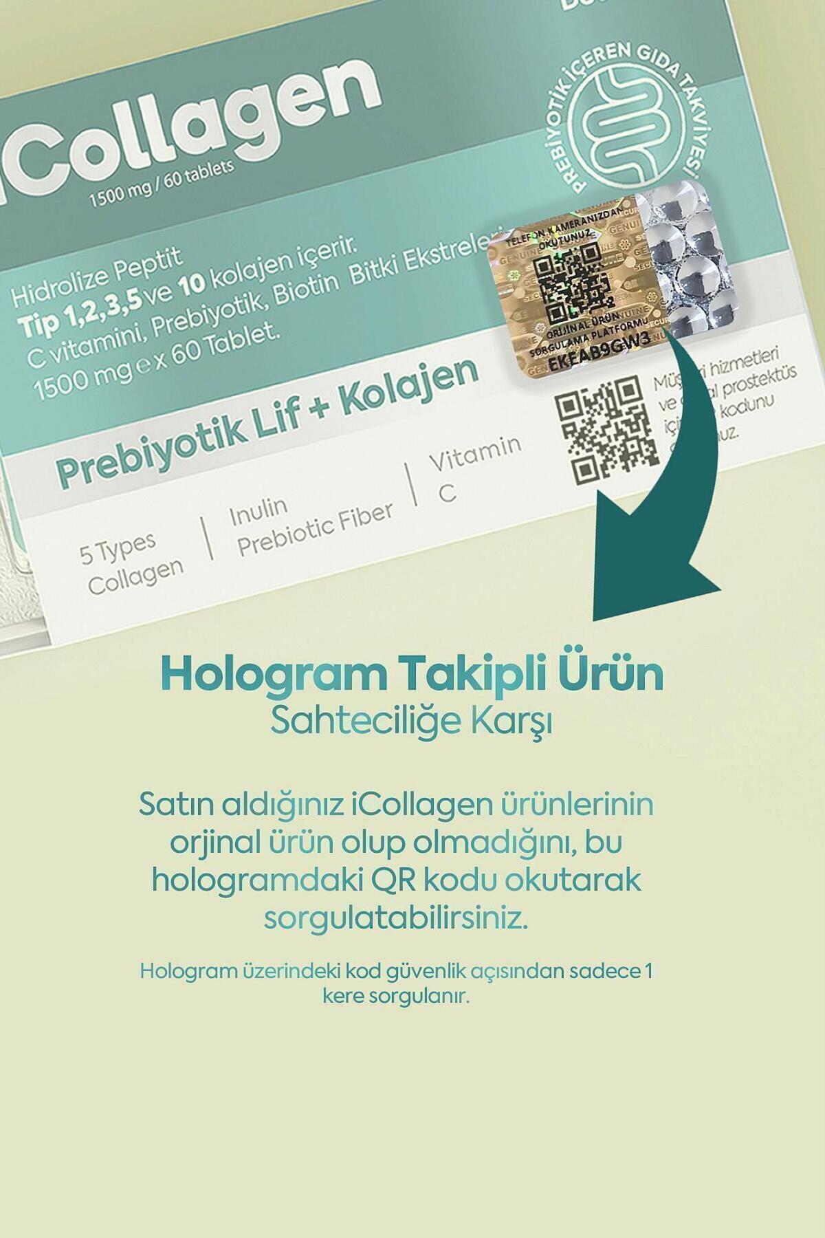 icollagen Collagen and Prebiotic Tablets combine complex bovine collagen (5 types) with prebiotic and probiotic support in a convenient, unflavored tablet form.