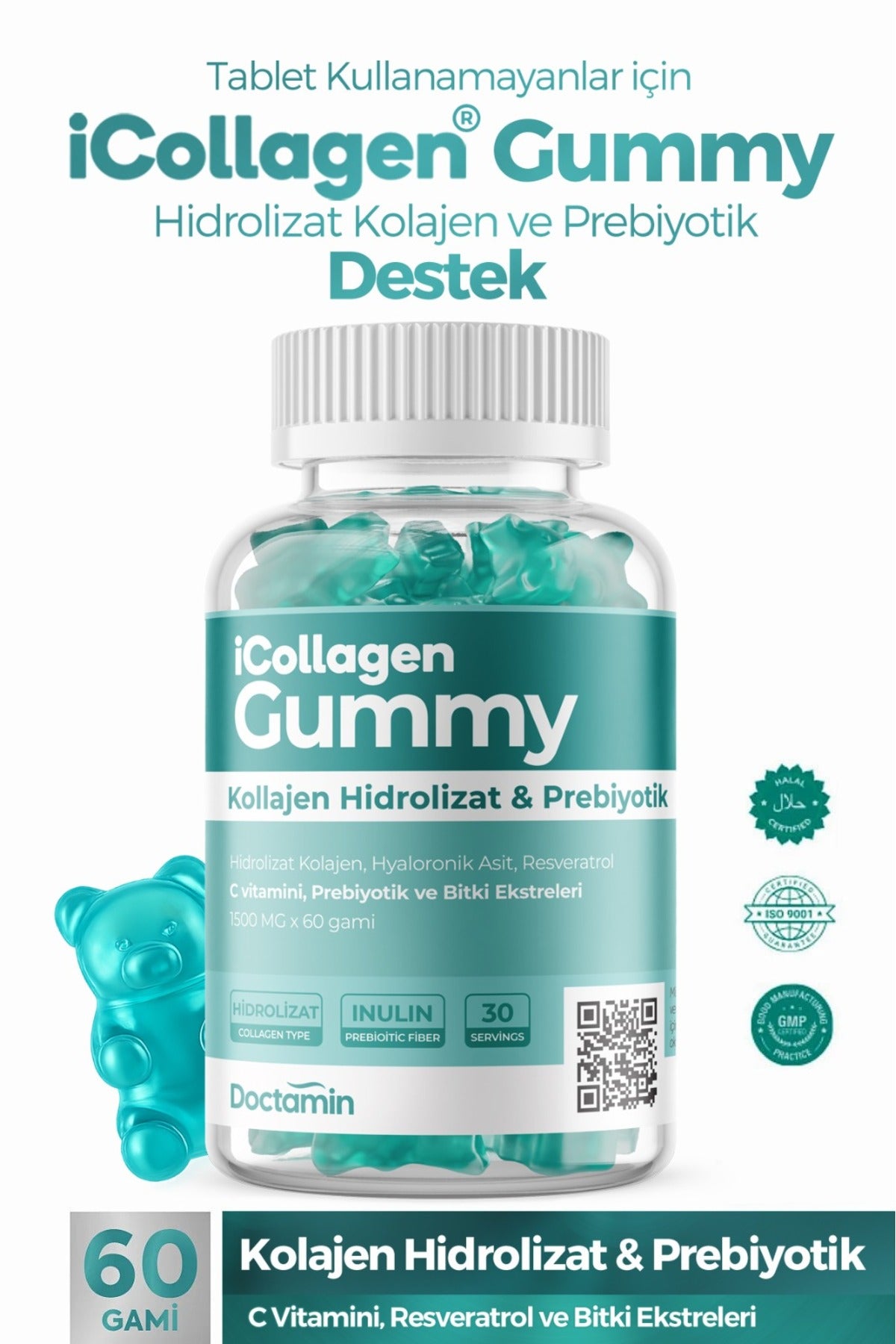 icollagen Hydrolyzed Collagen + Prebiotic Gummies are formulated to support daily collagen intake in a convenient gummy form.
