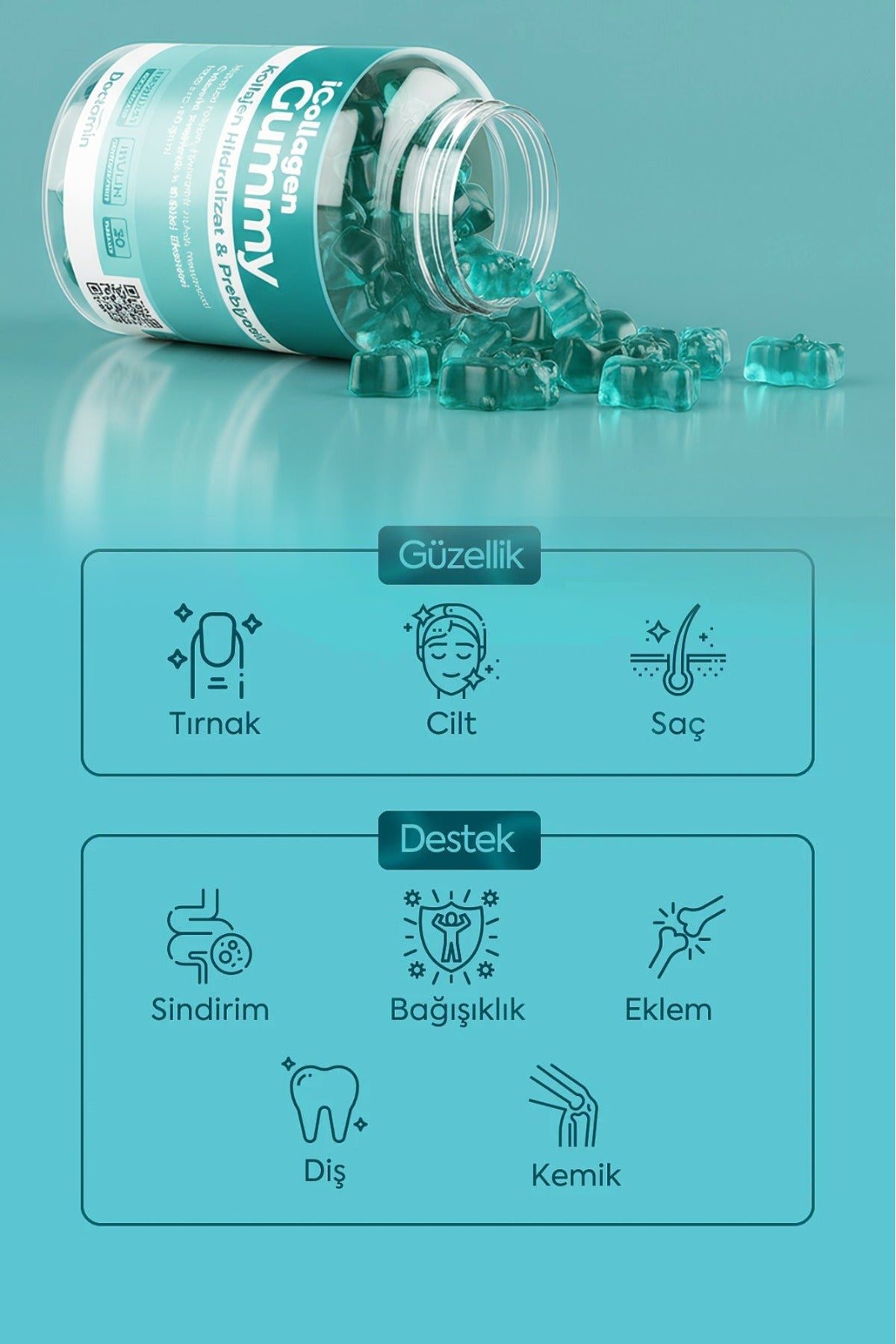 icollagen Hydrolyzed Collagen + Prebiotic Gummies are formulated to support daily collagen intake in a convenient gummy form.