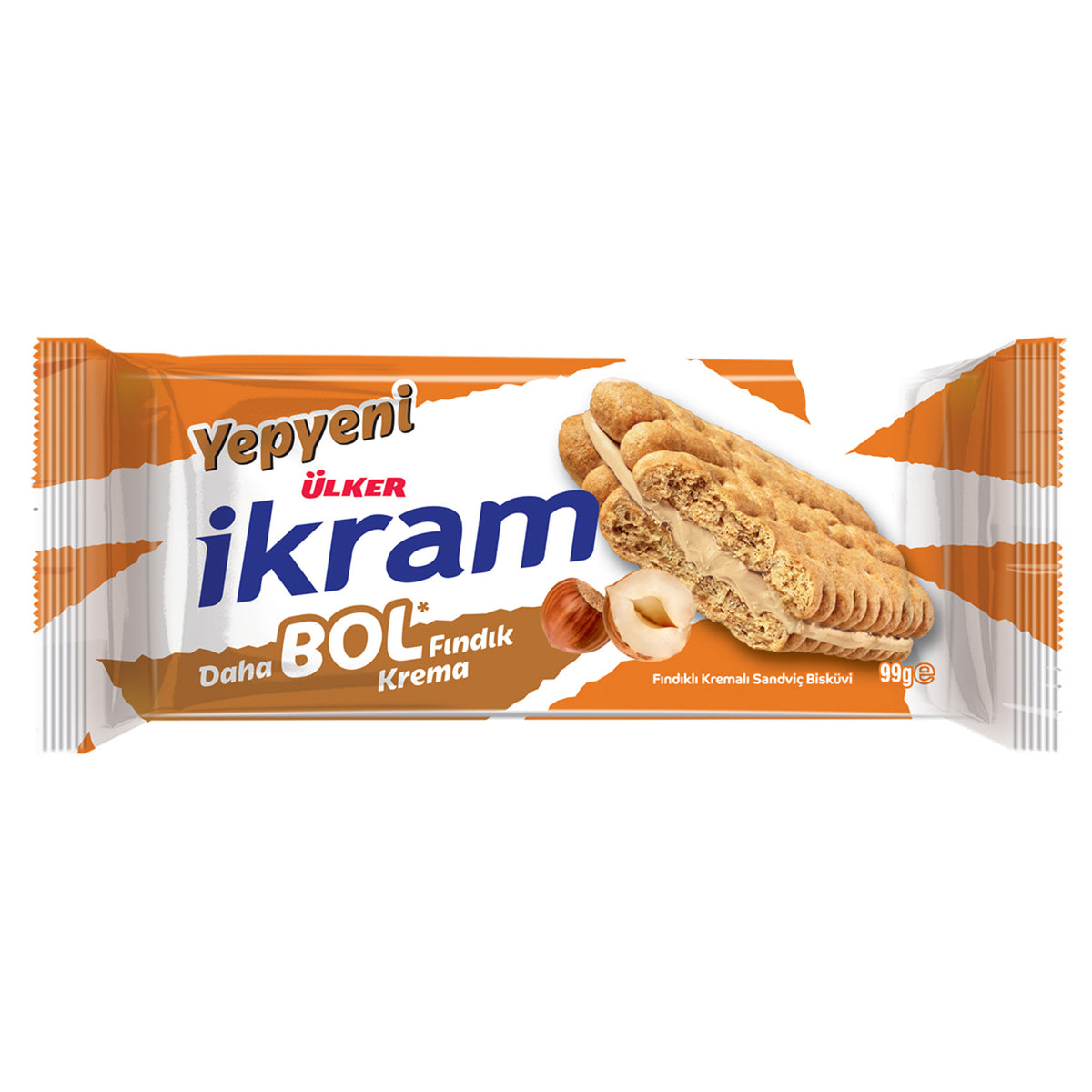 Bring a classic tea-time favorite to your snack drawer with Ikram Hazelnut Cream Sandwich Biscuit.