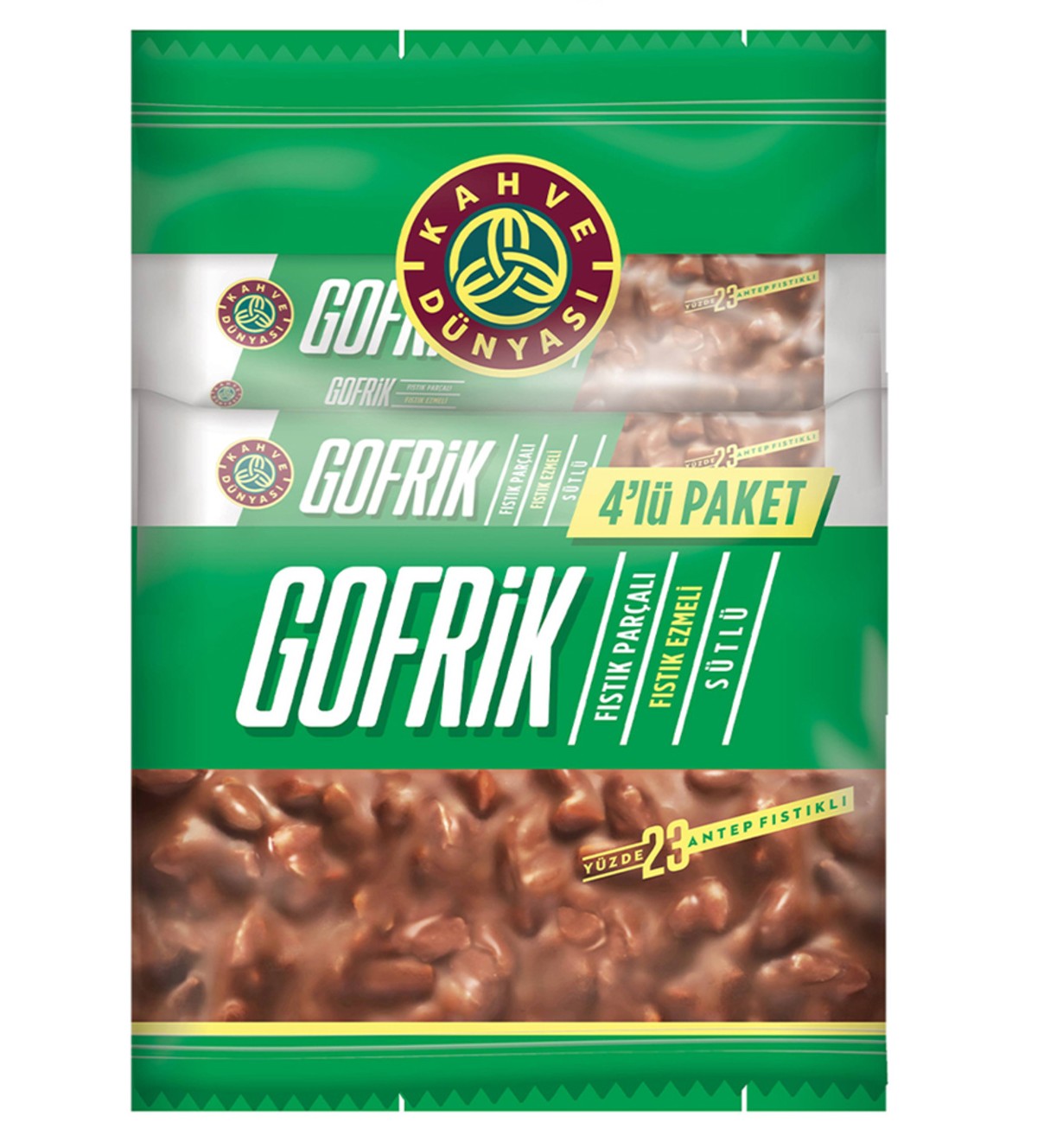 Kahve Dunyasi Milk Chocolate Pistachio Gofrik blends rich milk chocolate with creamy pistachio paste