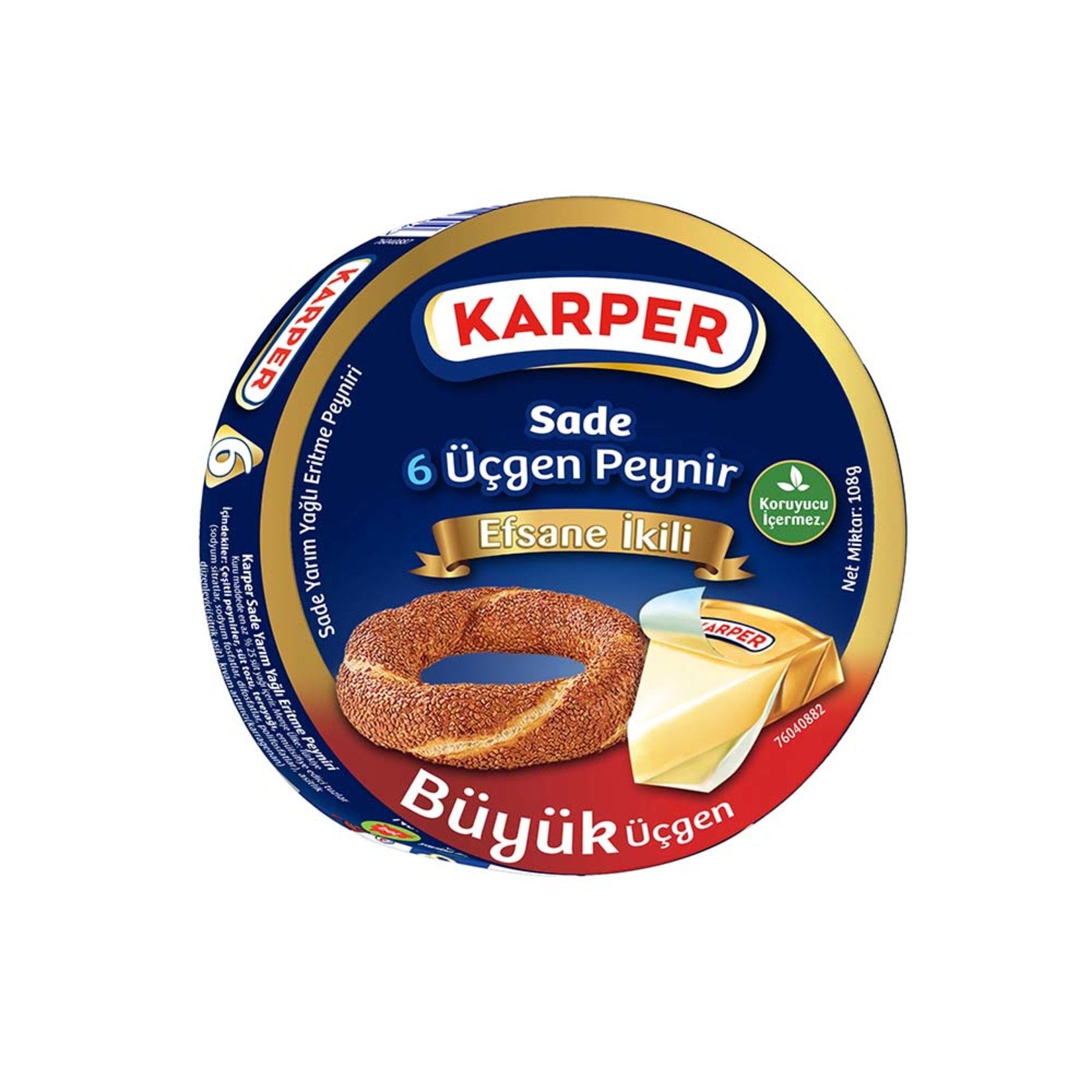 Karper Triangle Cheese 6 Pack is a creamy, smooth processed cheese made from a blend of quality cheeses and dairy ingredients.