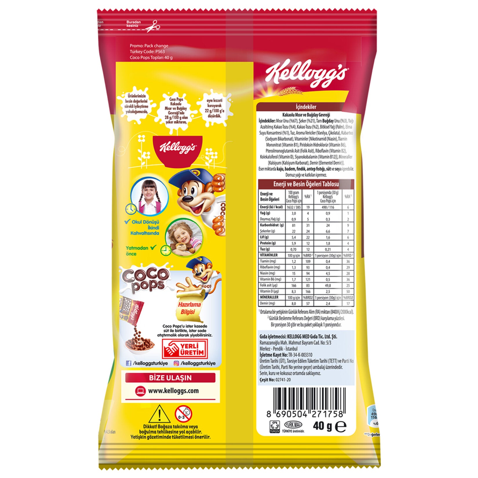 Kellogg's Coco Pops Cocoa Corn and Wheat Cereal brings the fun and chocolatey taste kids love to your breakfast table.