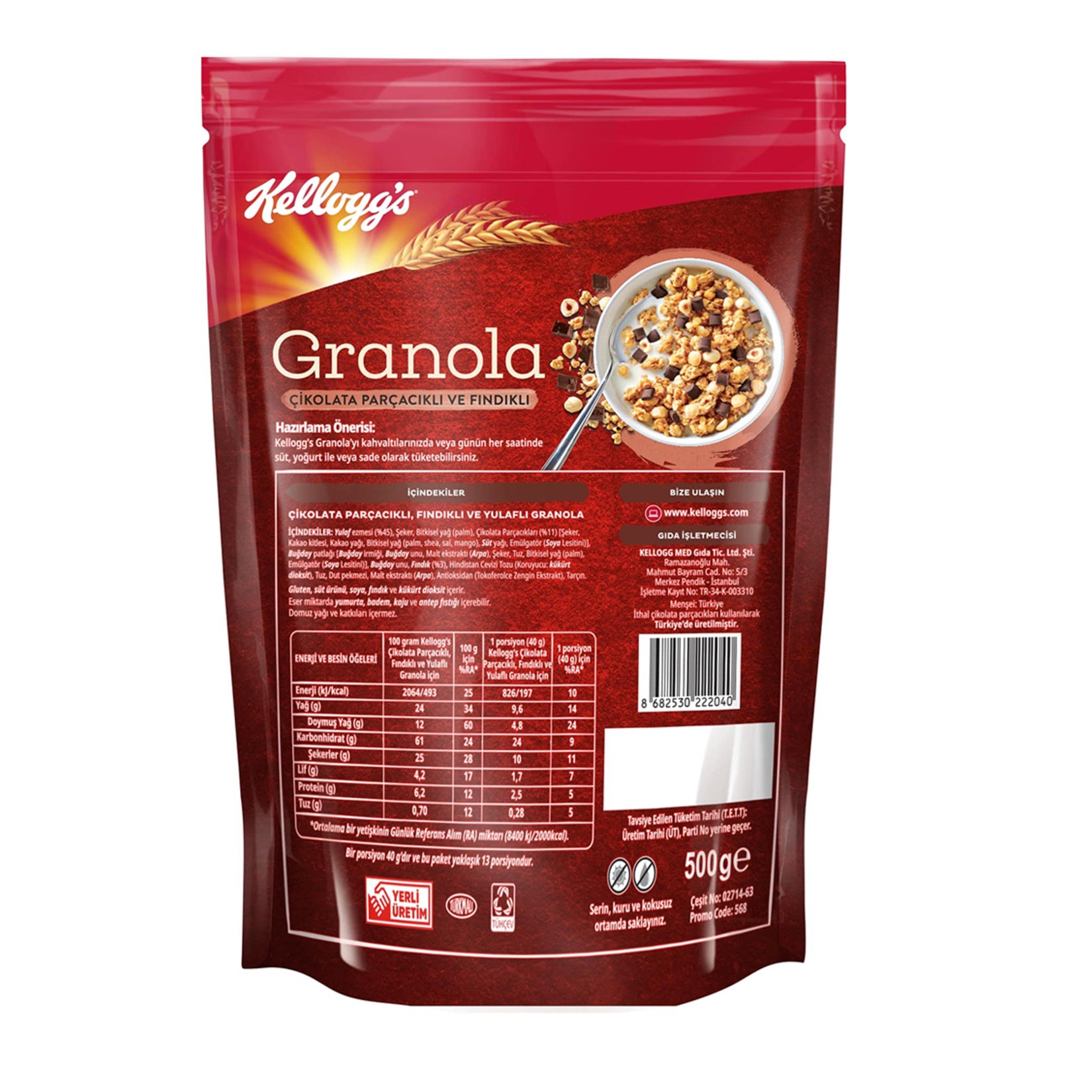 Start your morning with the crunchy goodness of Kellogg's Granola Chocolate & Hazelnut.