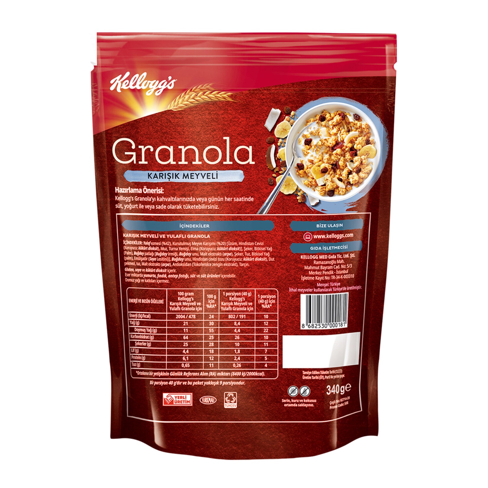 Start your day with the delicious crunch of Kellogg's Granola Mixed Fruit.