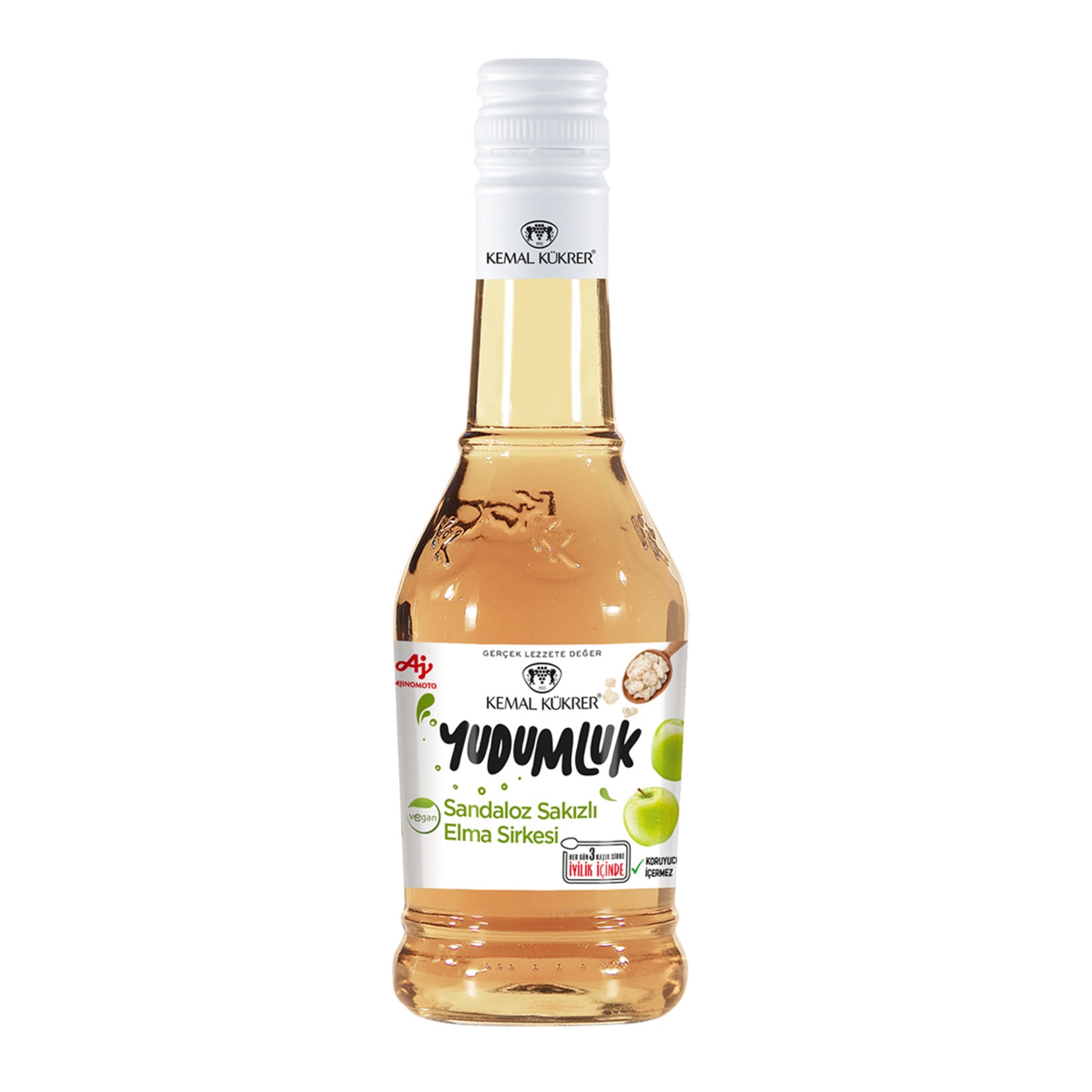 Kemal Kükrer Yudumluk Sandoloz Sakızlı Elma Sirkesi brings together traditionally fermented apple vinegar and the distinctive aroma of sandaloz (mastic) resin.