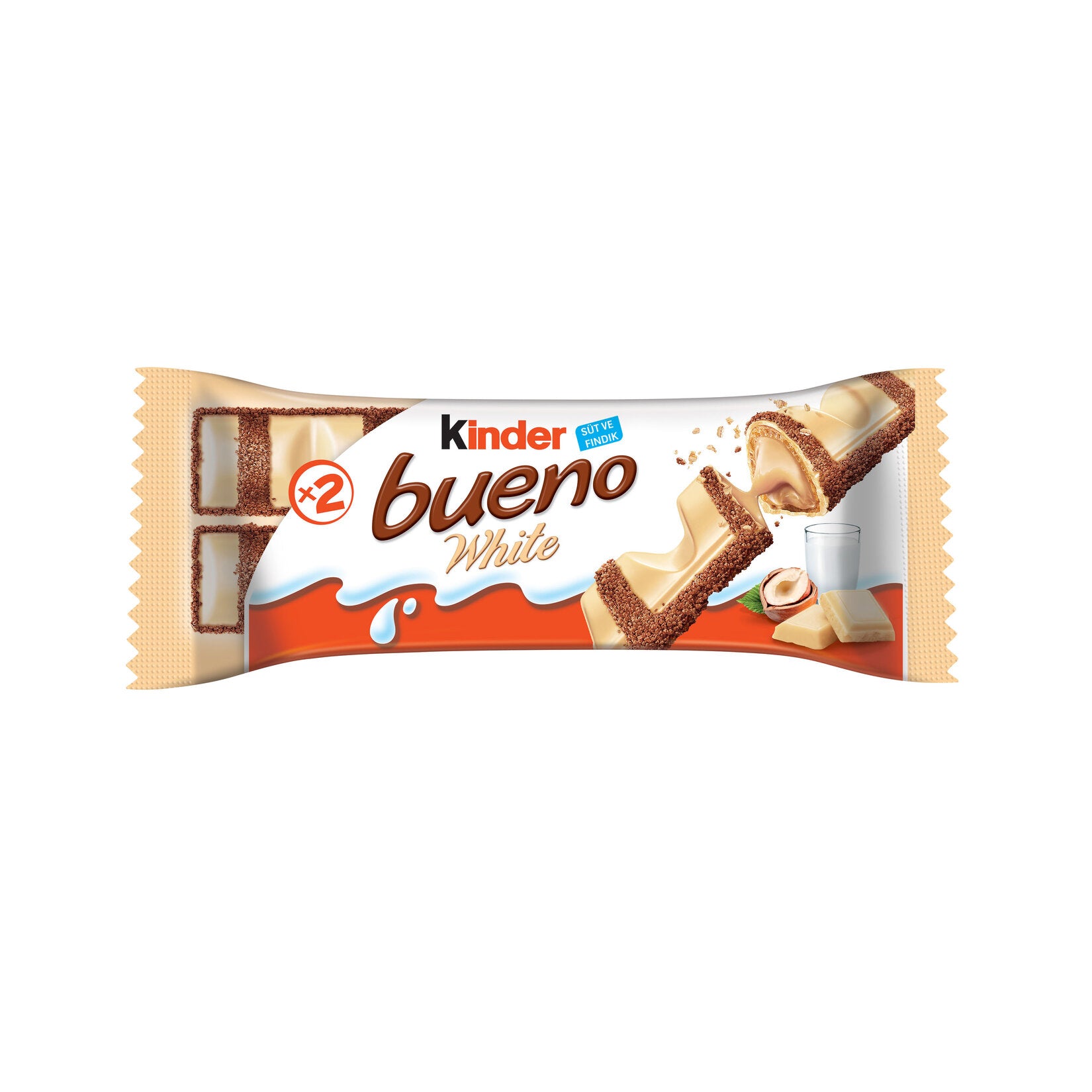 Kinder Bueno White Chocolate Bar front packaging