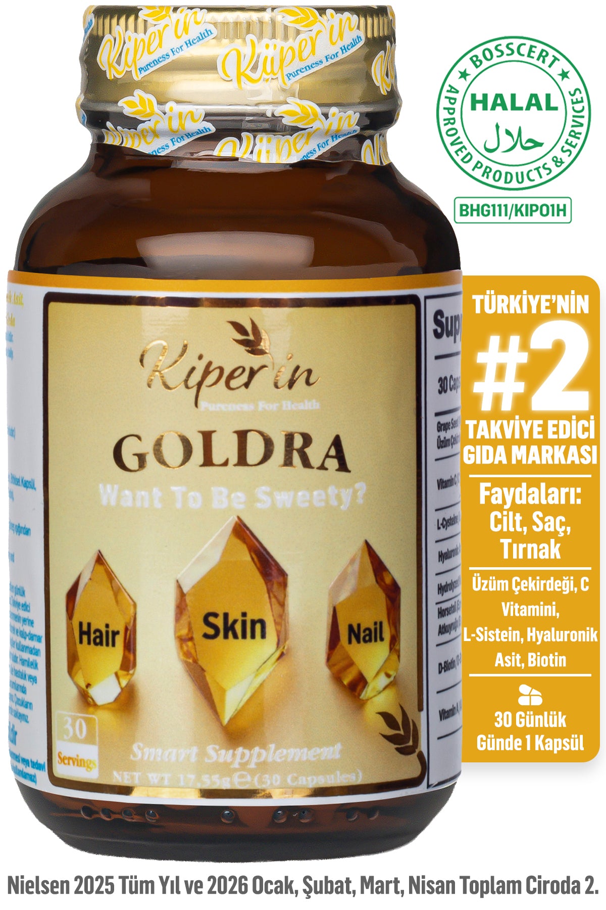 Kiperin Goldra is a thoughtfully formulated beauty support supplement designed to help maintain healthy skin, hair, and nails.