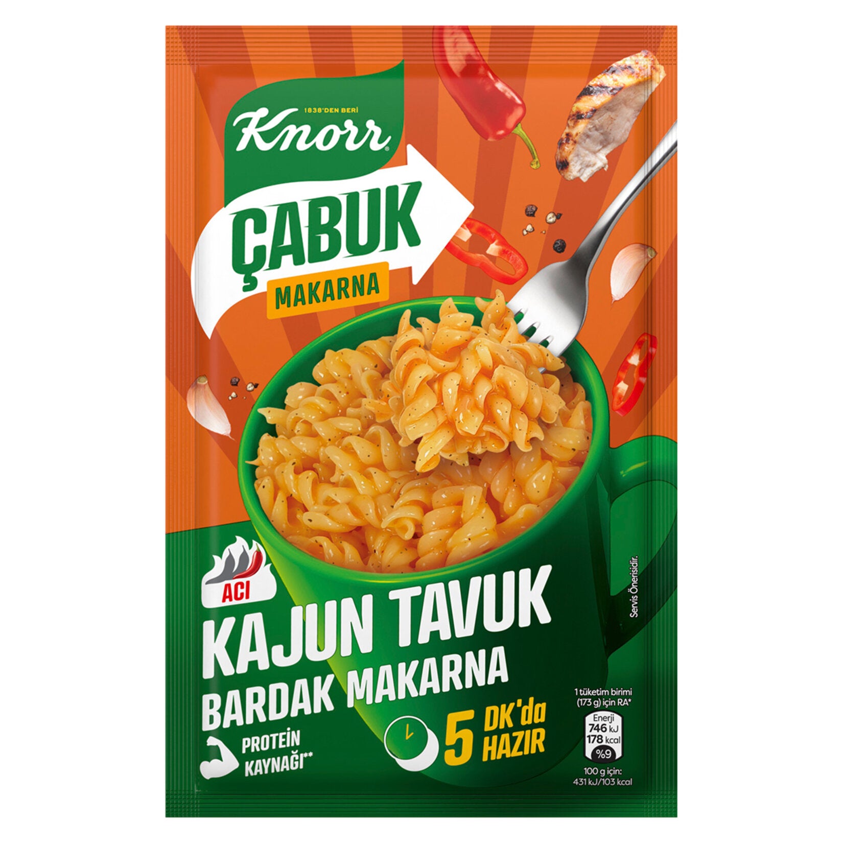 Enjoy the bold, savory flavors of Knorr Cajun Chicken Cup Pasta, a quick and delicious meal option inspired by Türkiye’s favorite instant pasta cups.