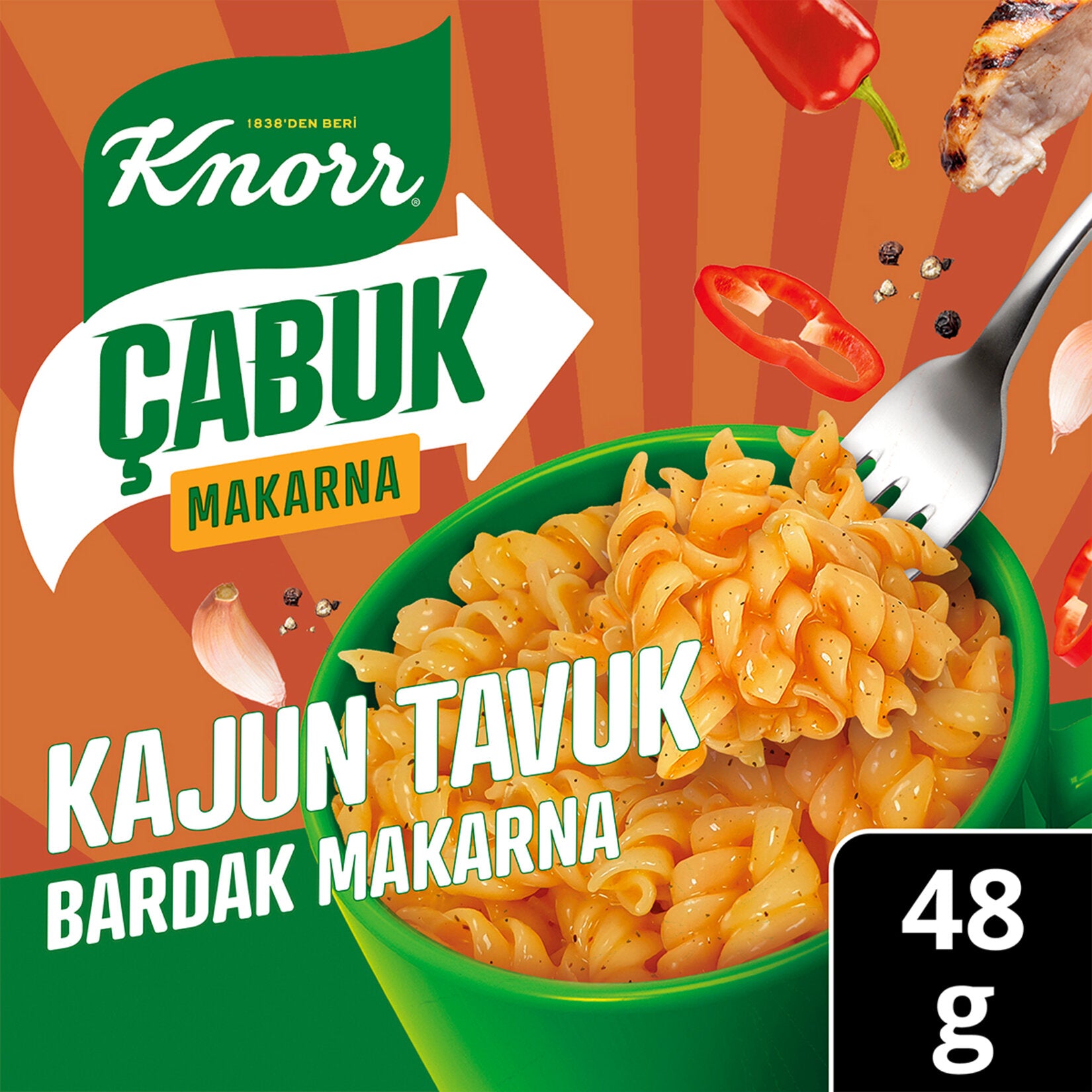 Enjoy the bold, savory flavors of Knorr Cajun Chicken Cup Pasta, a quick and delicious meal option inspired by Türkiye’s favorite instant pasta cups.