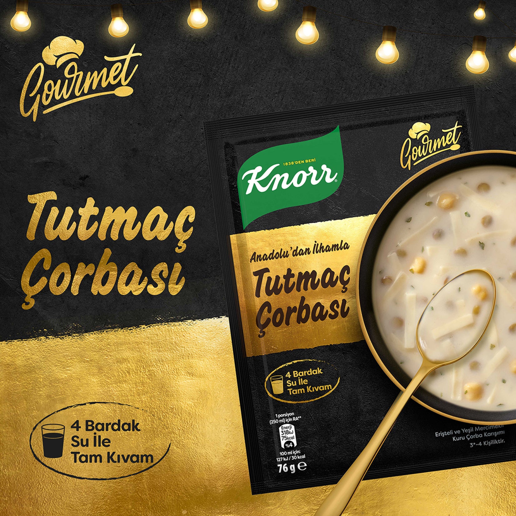 Knorr Gourmet Tutmac Soup brings the comforting taste of traditional Turkish cuisine to your table in minutes.