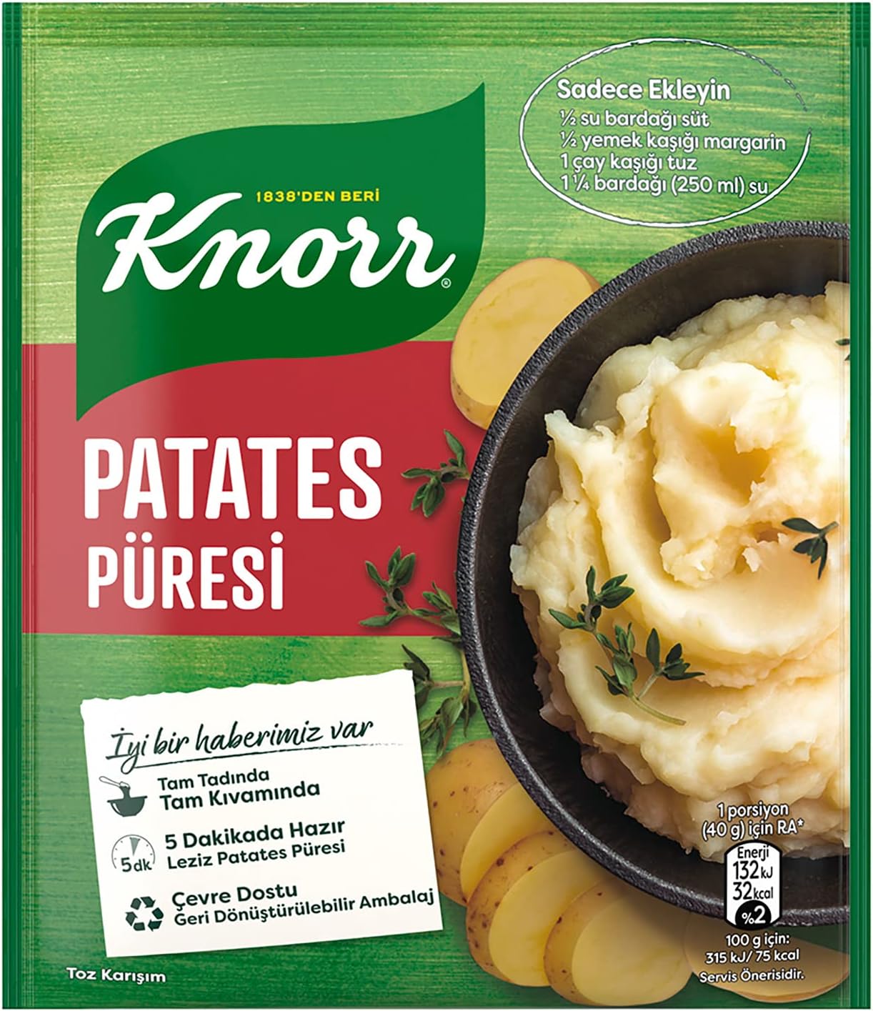 Knorr Mashed Potatoes Mix 2.11 oz (Patates Püresi) 60 G