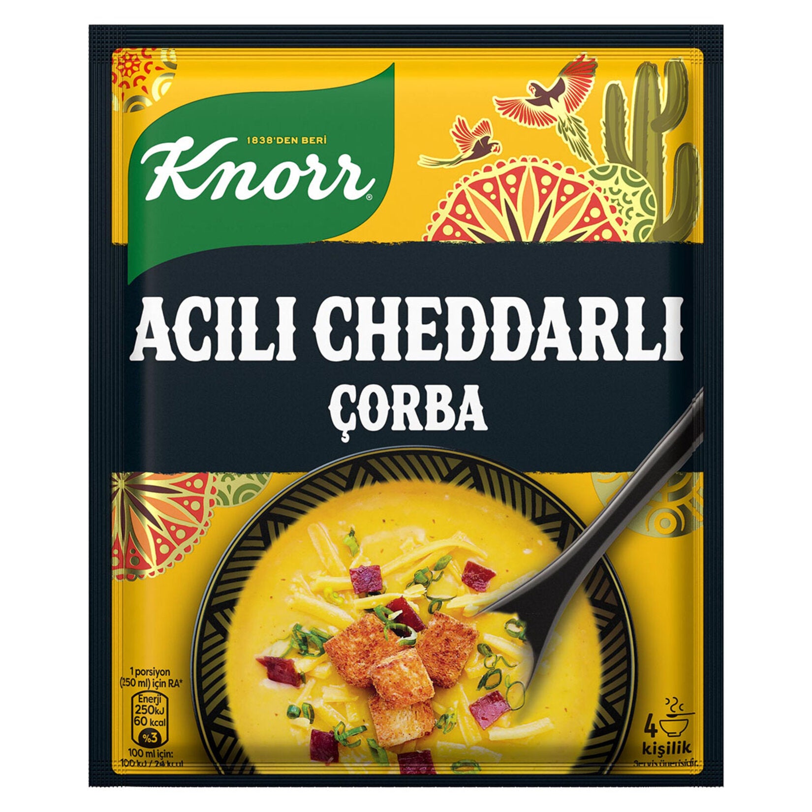 Knorr Acili Cheddarli Soup brings together creamy cheddar-style cheeses and a bold spicy kick in a practical powdered mix.