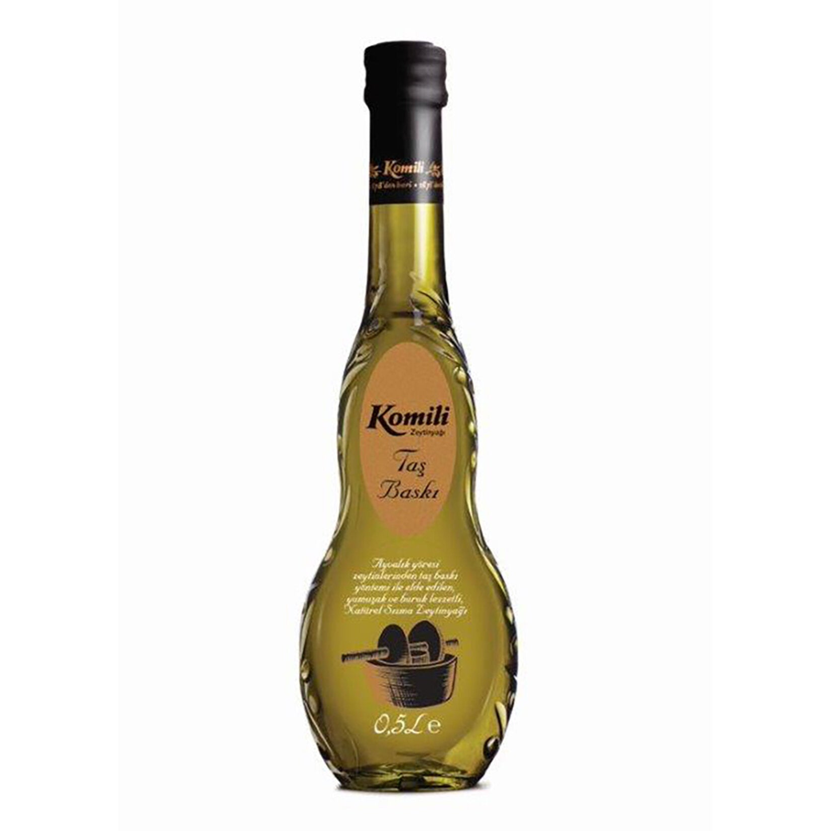 Komili Tas Baski Extra Virgin Olive Oil brings the rich heritage of olive pressing from Türkiye straight to your kitchen.