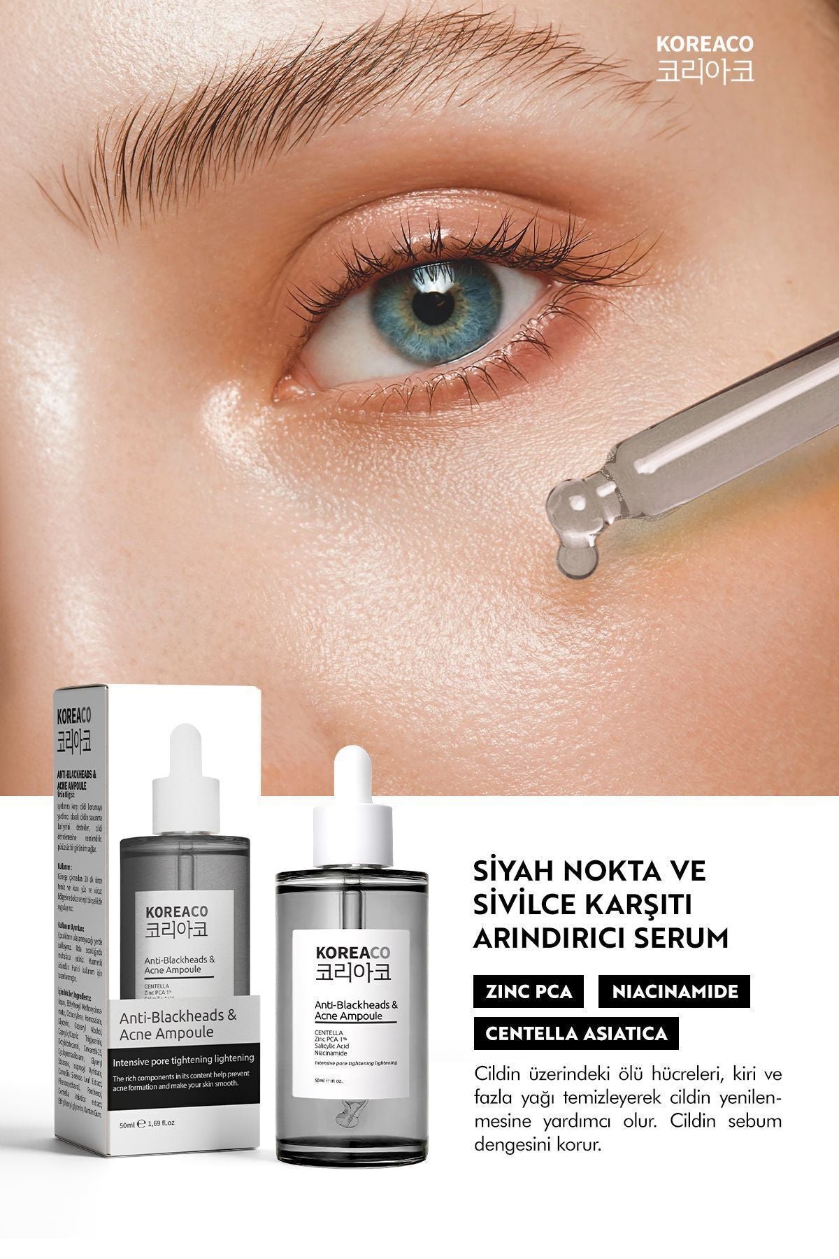 KOREACO Anti-Blackheads Acne Ampoule is a targeted skincare solution formulated to help keep pores clear and support a more balanced-looking complexion.