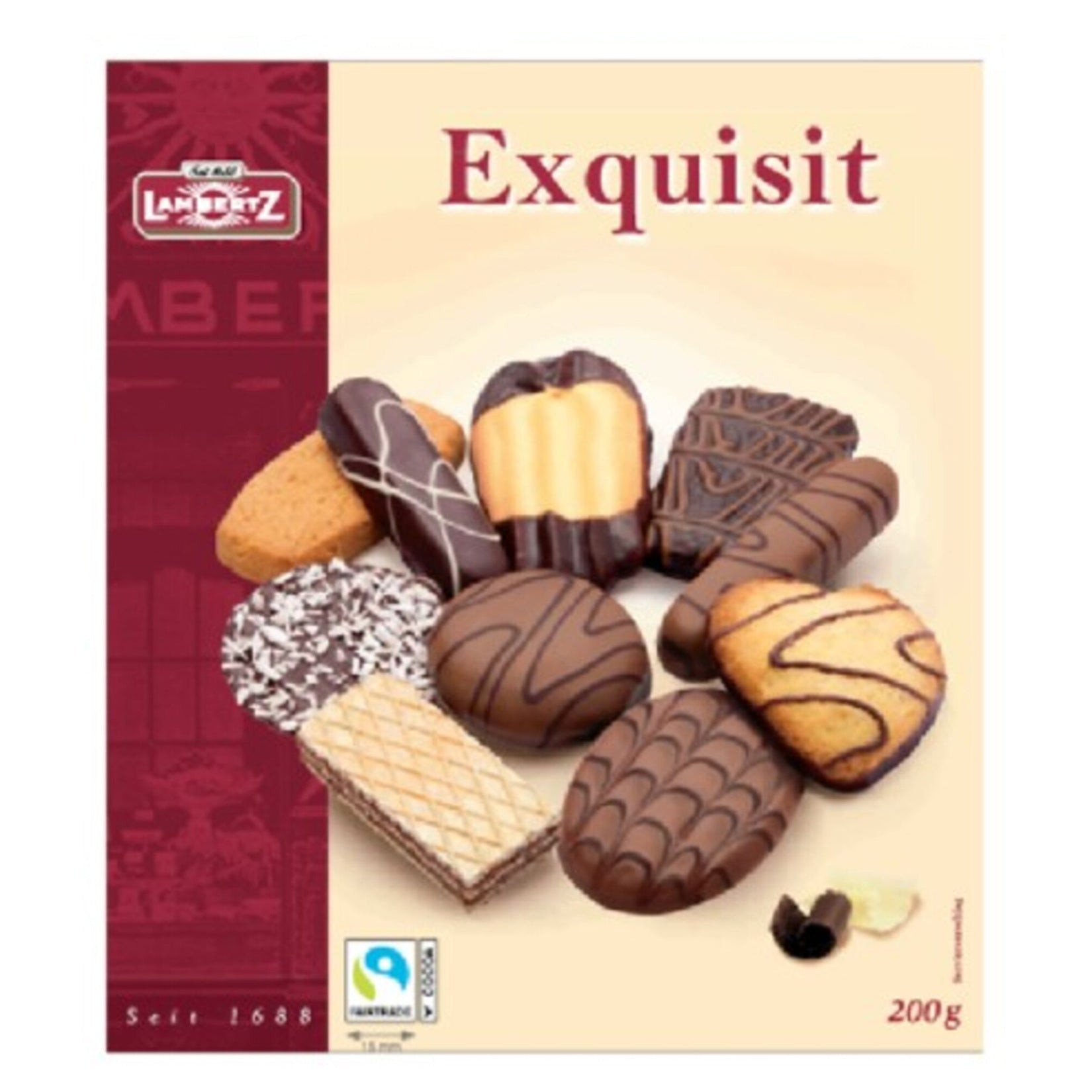 Lambertz Exquisite Assorted Coated Biscuits bring together a refined selection of crispy European-style biscuits covered in rich dark and milk chocolate.