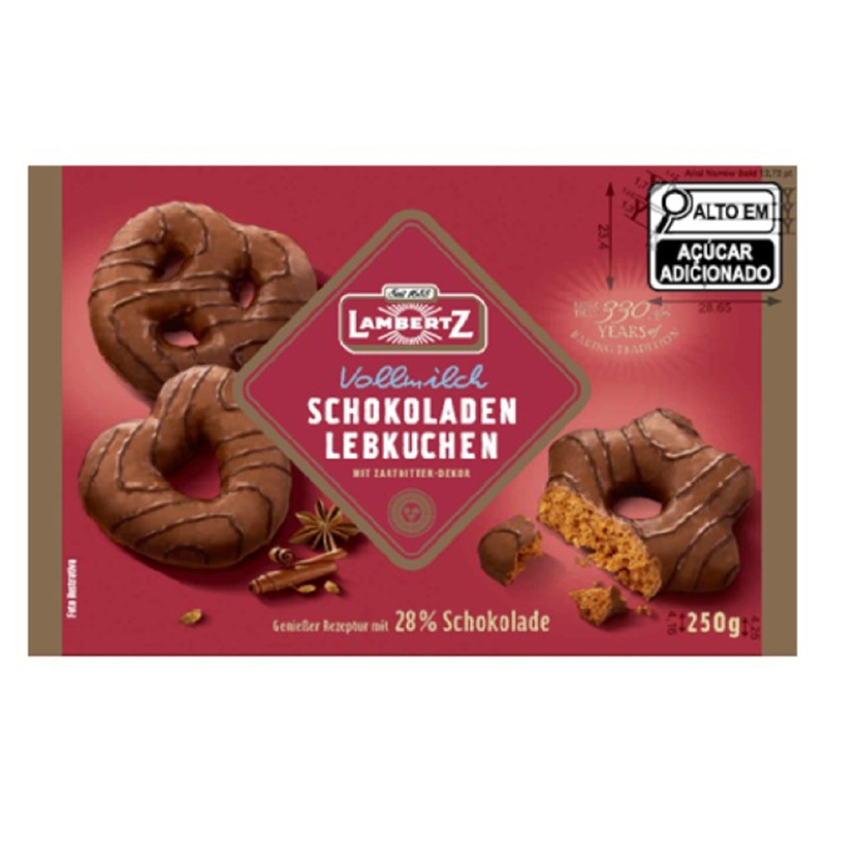 Lambertz Gingerbread 25% Milk Chocolate Covered Cookie brings the rich tradition of European holiday treats to your home.