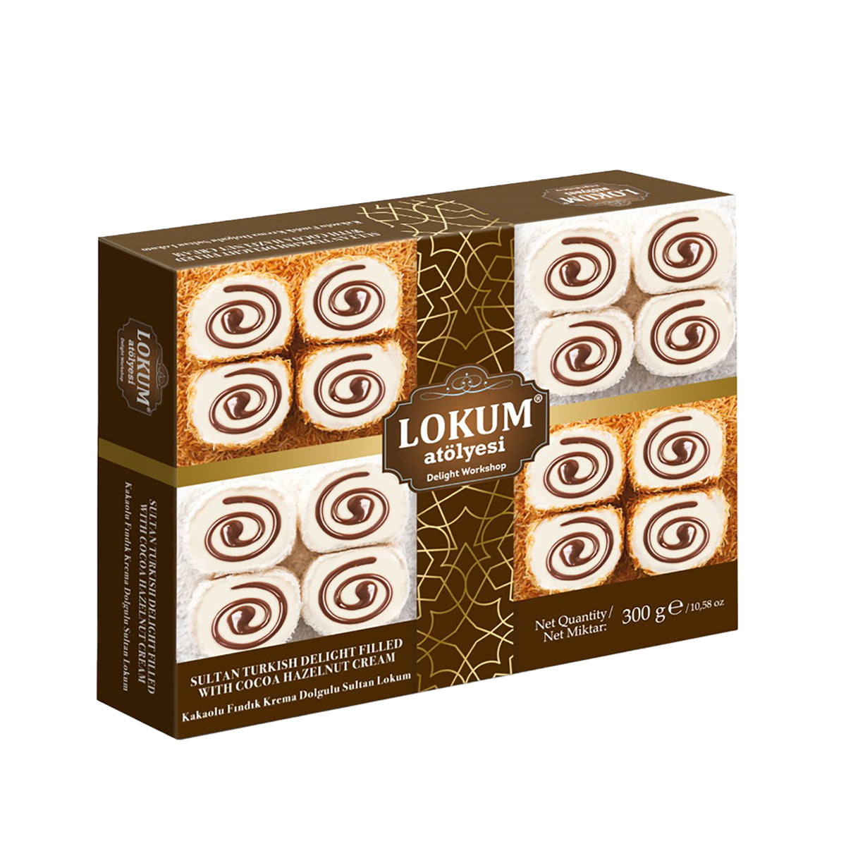 Lokum Atolyesi Sultan Turkish Delight with Cocoa Hazelnut Cream Filling offers a rich and satisfying treat straight from Türkiye.