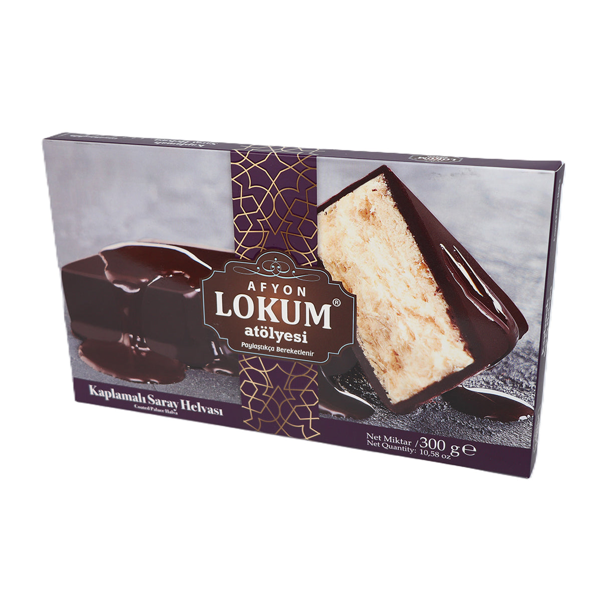 Lokum Atölyesi Kaplamali Saray Helvasi is a classic Turkish confection known for its soft, crumbly texture and delicate sweetness.