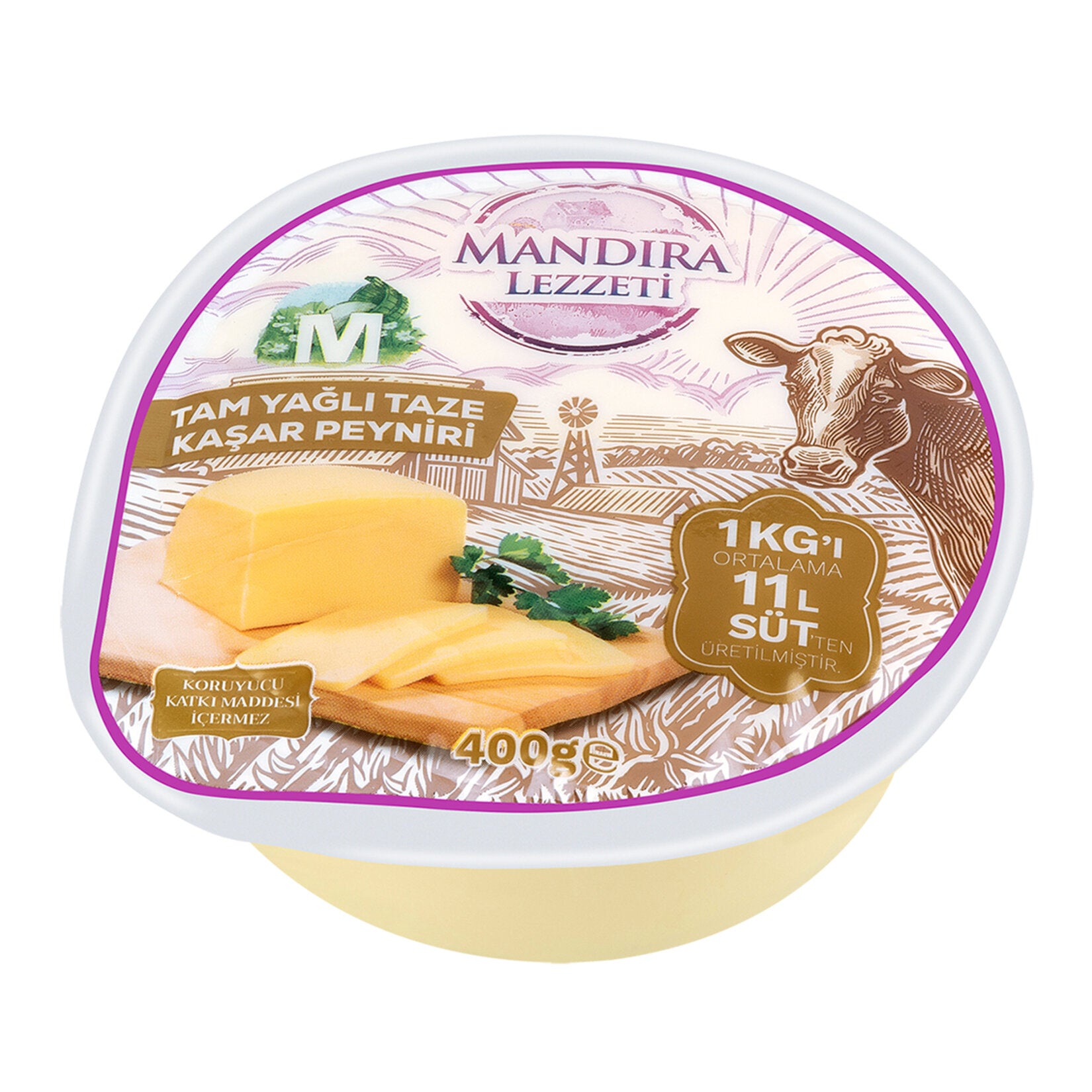 Mandıra Lezzeti Tam Yağlı Taze Kaşar Peyniri is a classic Turkish breakfast favorite made from high-quality cow’s milk.