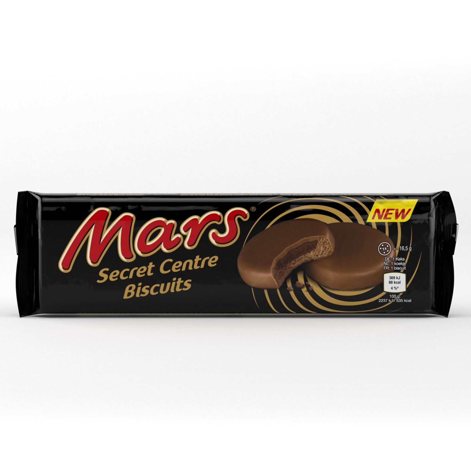 Mars Secret Centre Biscuit combines smooth milk chocolate, a creamy caramel-flavored filling, and a crisp biscuit layer in every bite.