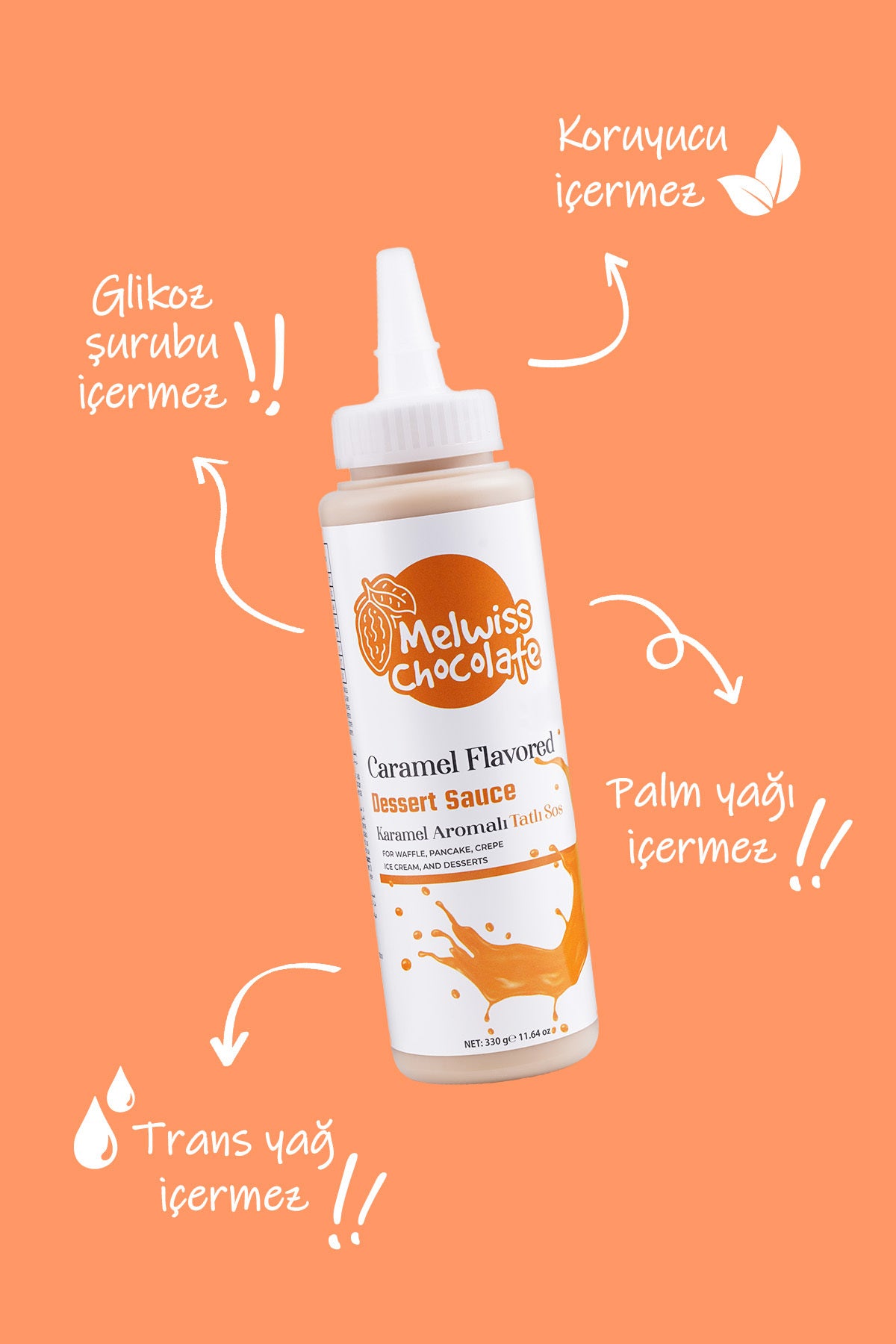 Meet your new favorite topping: Melwiss Chocolate Caramel Flavored Dessert Sauce.