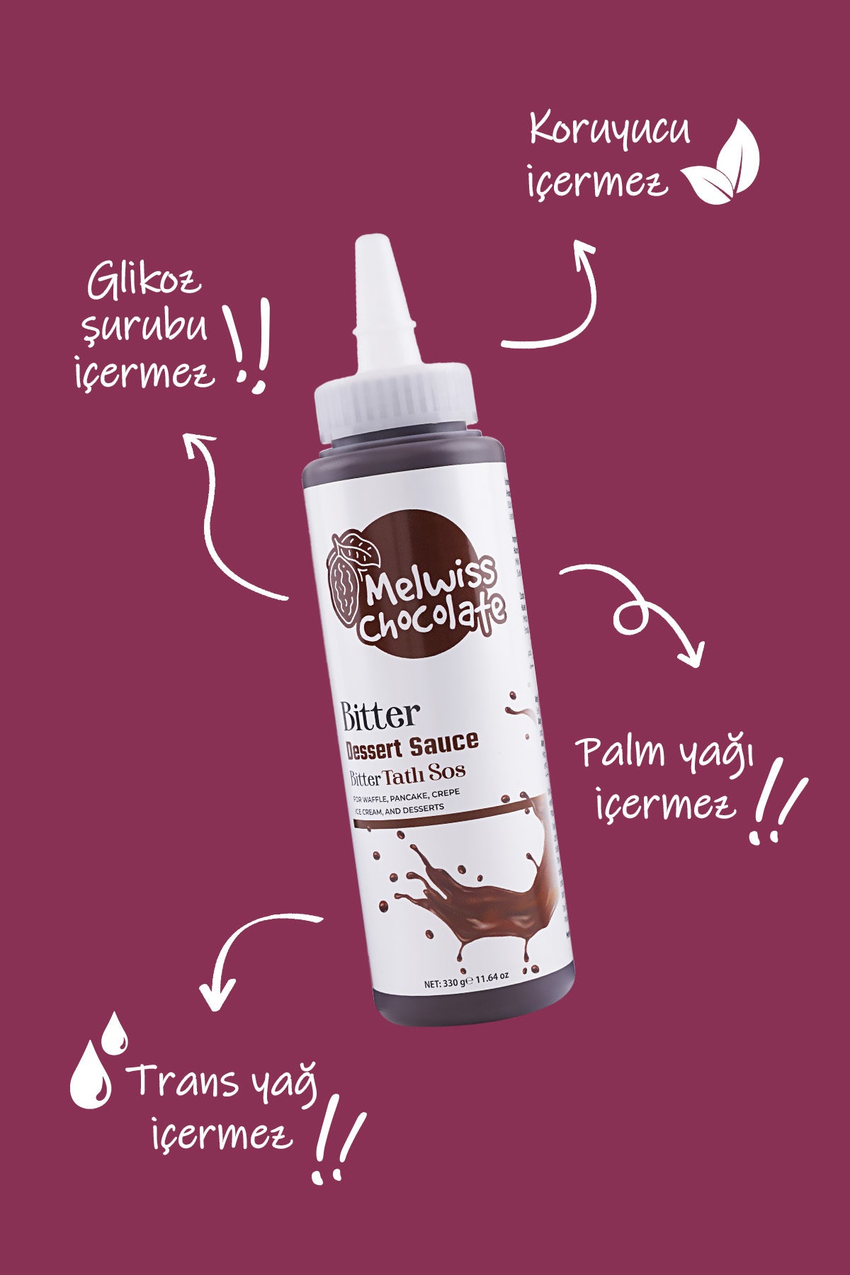 Meet your new favorite dessert topping: Melwiss Chocolate Dark Sweet Sauce.