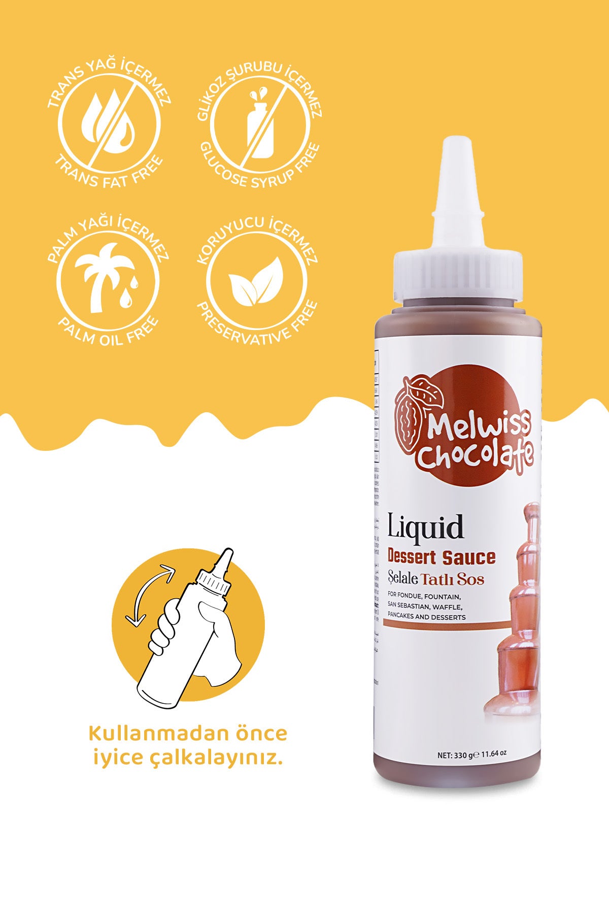 Take your desserts to the next level with Melwiss Chocolate Fondue Selale Dessert Sauce.