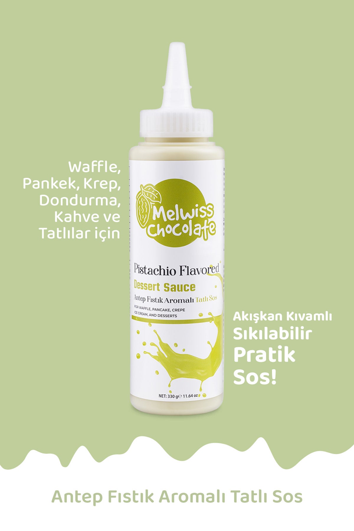 Meet your new dessert favorite: Melwiss Chocolate Pistachio Flavored Sweet Sauce.
