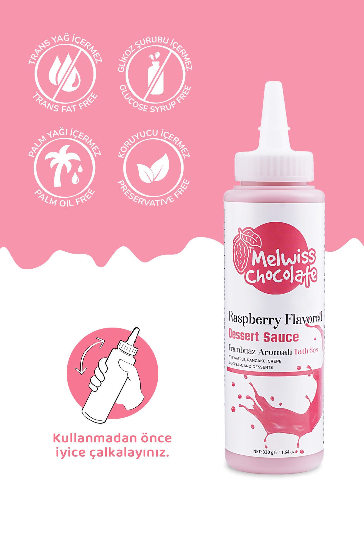 Meet your new favorite topping: Melwiss Chocolate Raspberry Flavored Dessert Sauce.