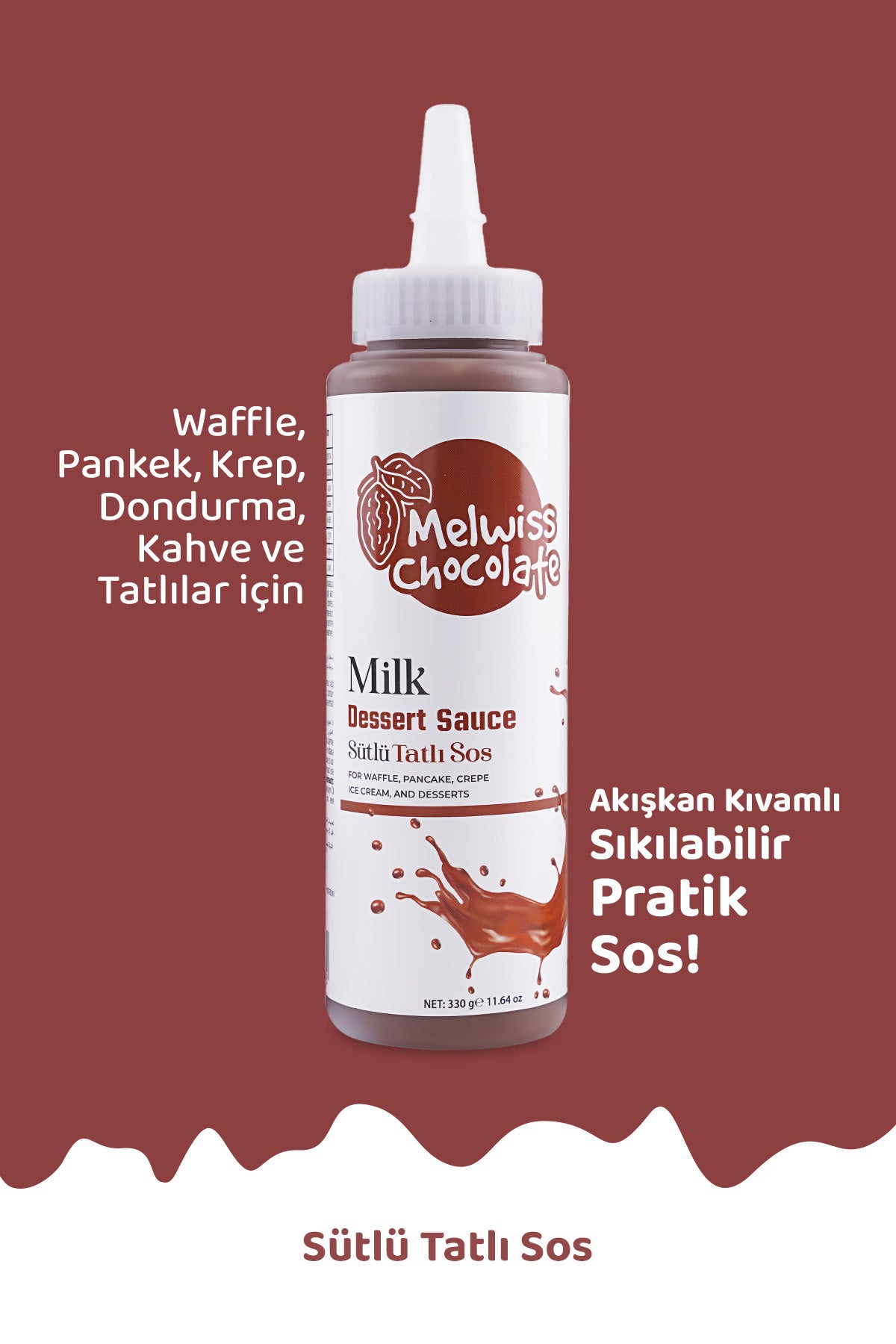Meet your new favorite dessert topping: Melwiss Chocolate Sutlu Sweet Sauce.