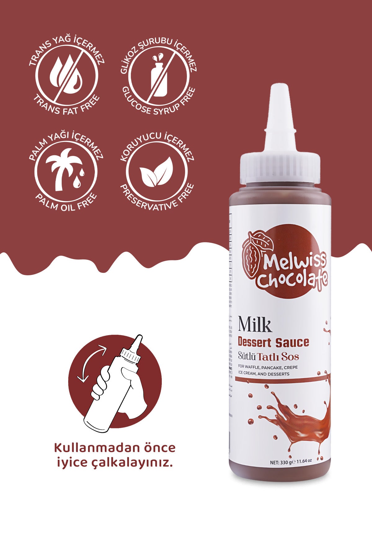 Meet your new favorite dessert topping: Melwiss Chocolate Sutlu Sweet Sauce.