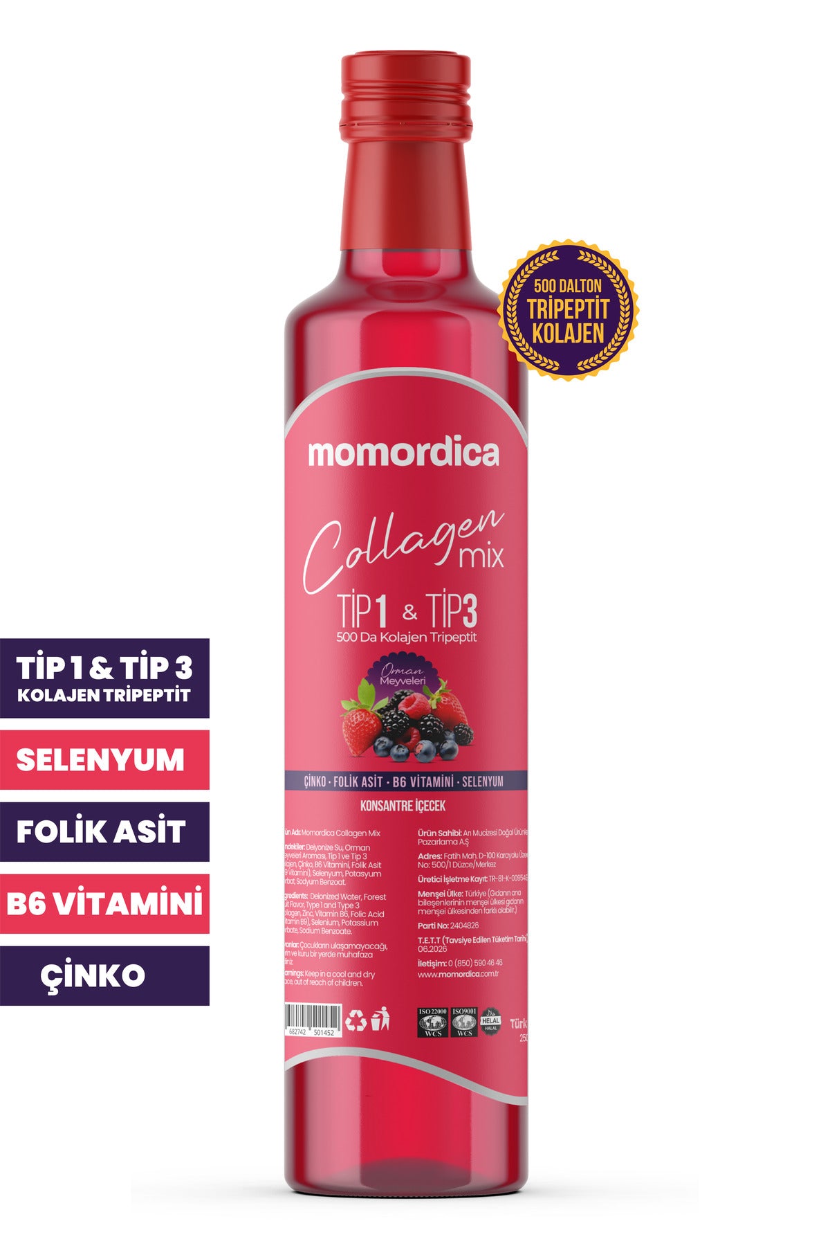 MOMORDICA Collagen Mix Tripeptide Type 1 & Type 3 is a premium collagen supplement formulated with 500 Dalton low molecular weight collagen peptides for optimal absorption.