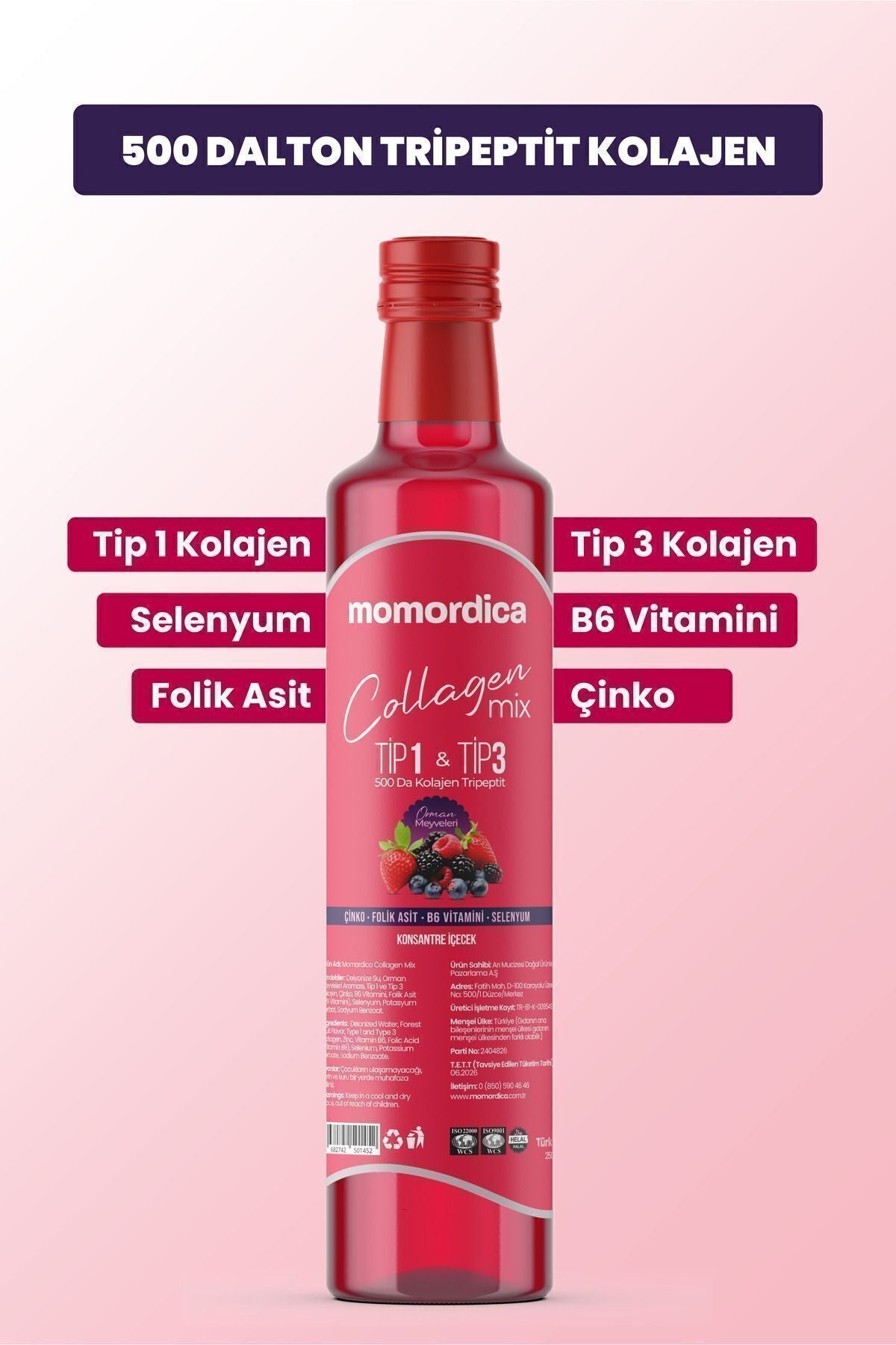 MOMORDICA Collagen Mix Tripeptide Type 1 & Type 3 is a premium collagen supplement formulated with 500 Dalton low molecular weight collagen peptides for optimal absorption.