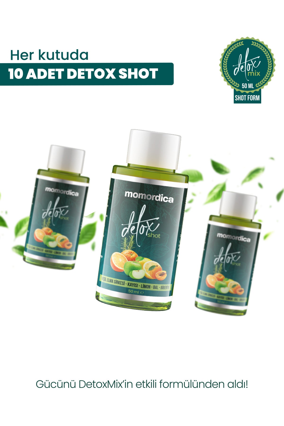 MOMORDICA DetoxMix Shot is a convenient liquid herbal blend formulated with Green Apple Vinegar, fruit extracts, and traditional botanical ingredients.