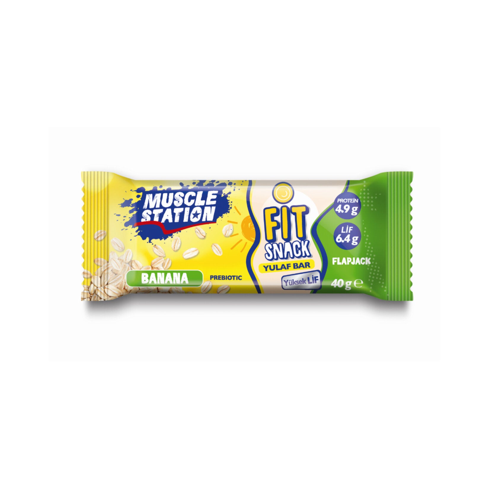 Fuel your day with the Muscle Station Banana Flavored Oat Bar, a delicious and nutritious snack packed with oats, peanut, and whey protein.